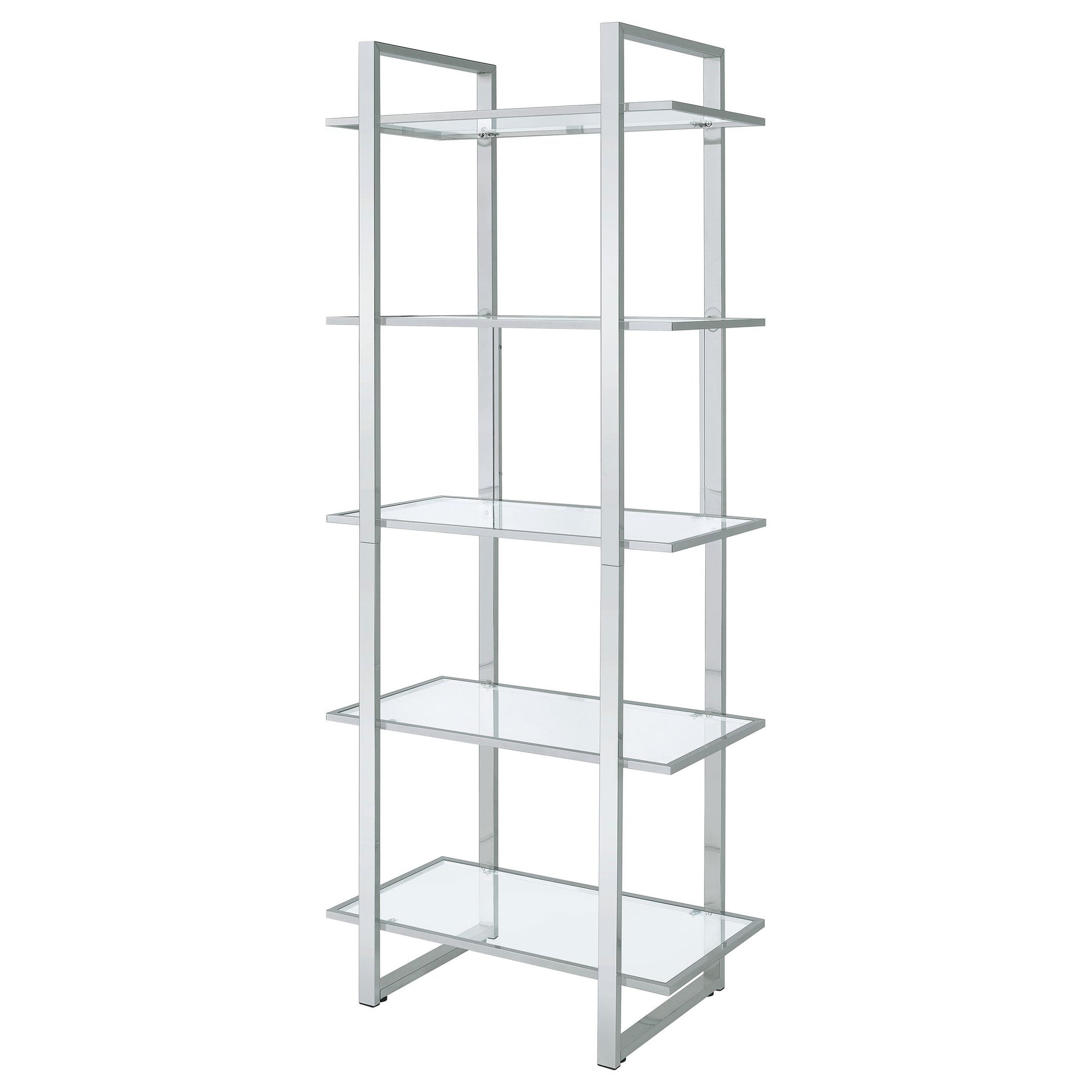  Coaster Furniture Hartford 805538 79-inch 5-shelf Glass Bookshelf - Chrome IMAGE 3