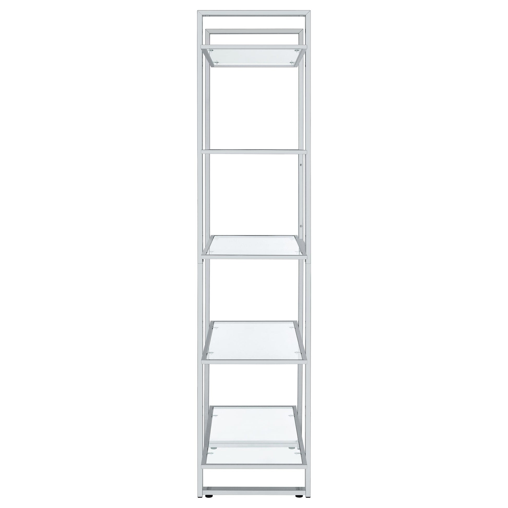  Coaster Furniture Hartford 805538 79-inch 5-shelf Glass Bookshelf - Chrome IMAGE 4
