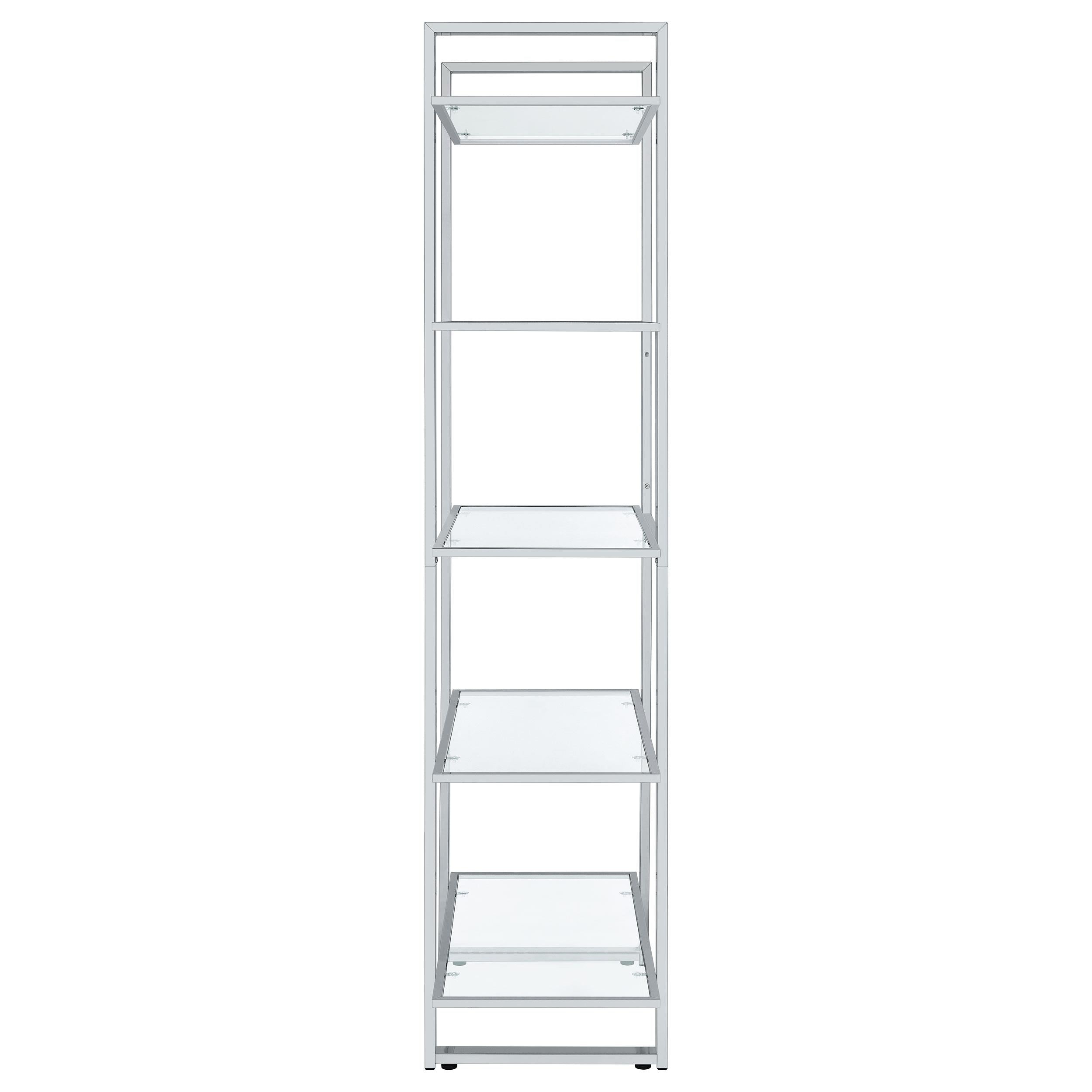  Coaster Furniture Hartford 805538 79-inch 5-shelf Glass Bookshelf - Chrome IMAGE 4