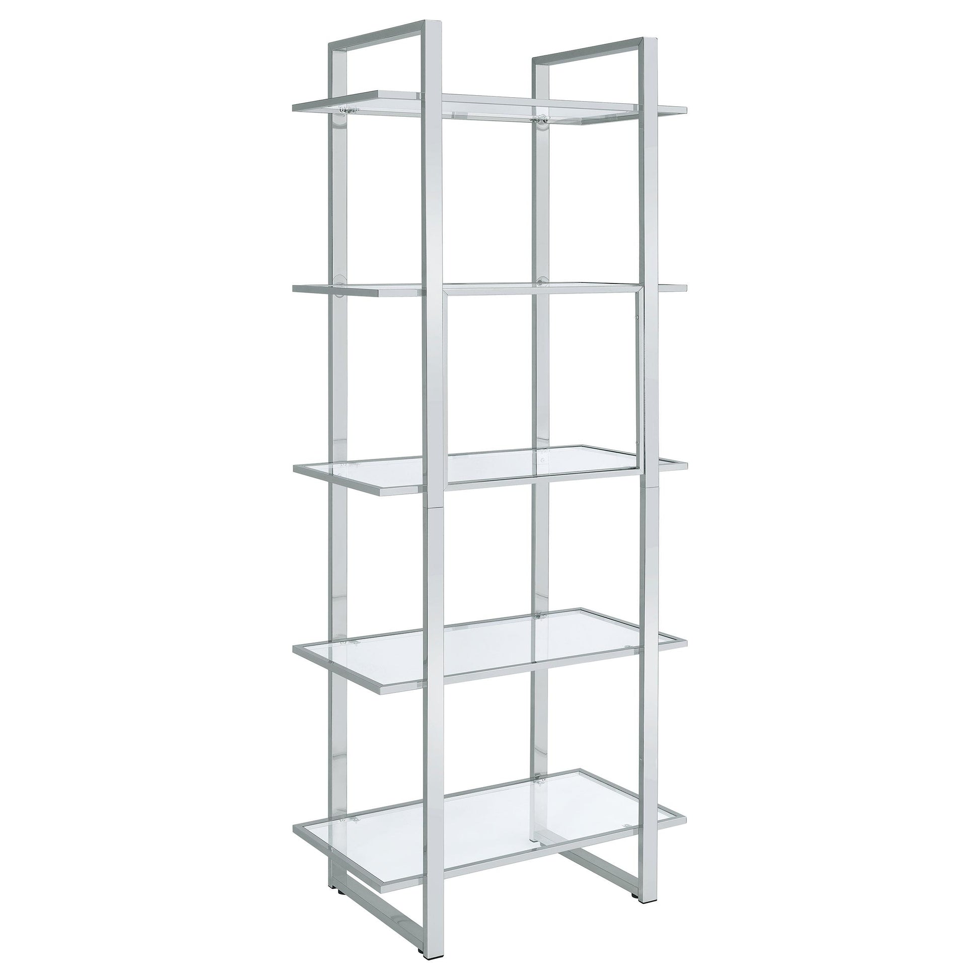  Coaster Furniture Hartford 805538 79-inch 5-shelf Glass Bookshelf - Chrome IMAGE 5