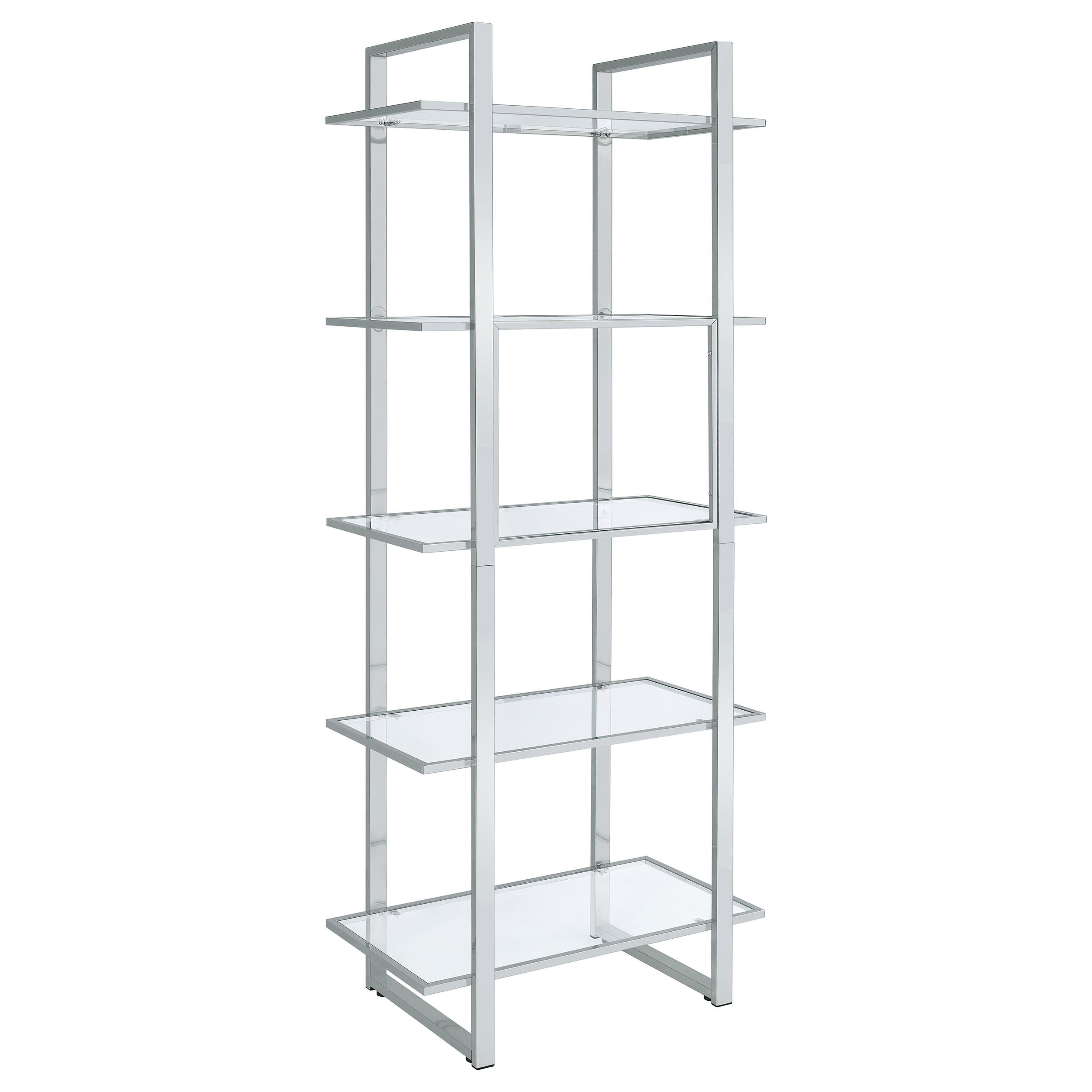  Coaster Furniture Hartford 805538 79-inch 5-shelf Glass Bookshelf - Chrome IMAGE 5