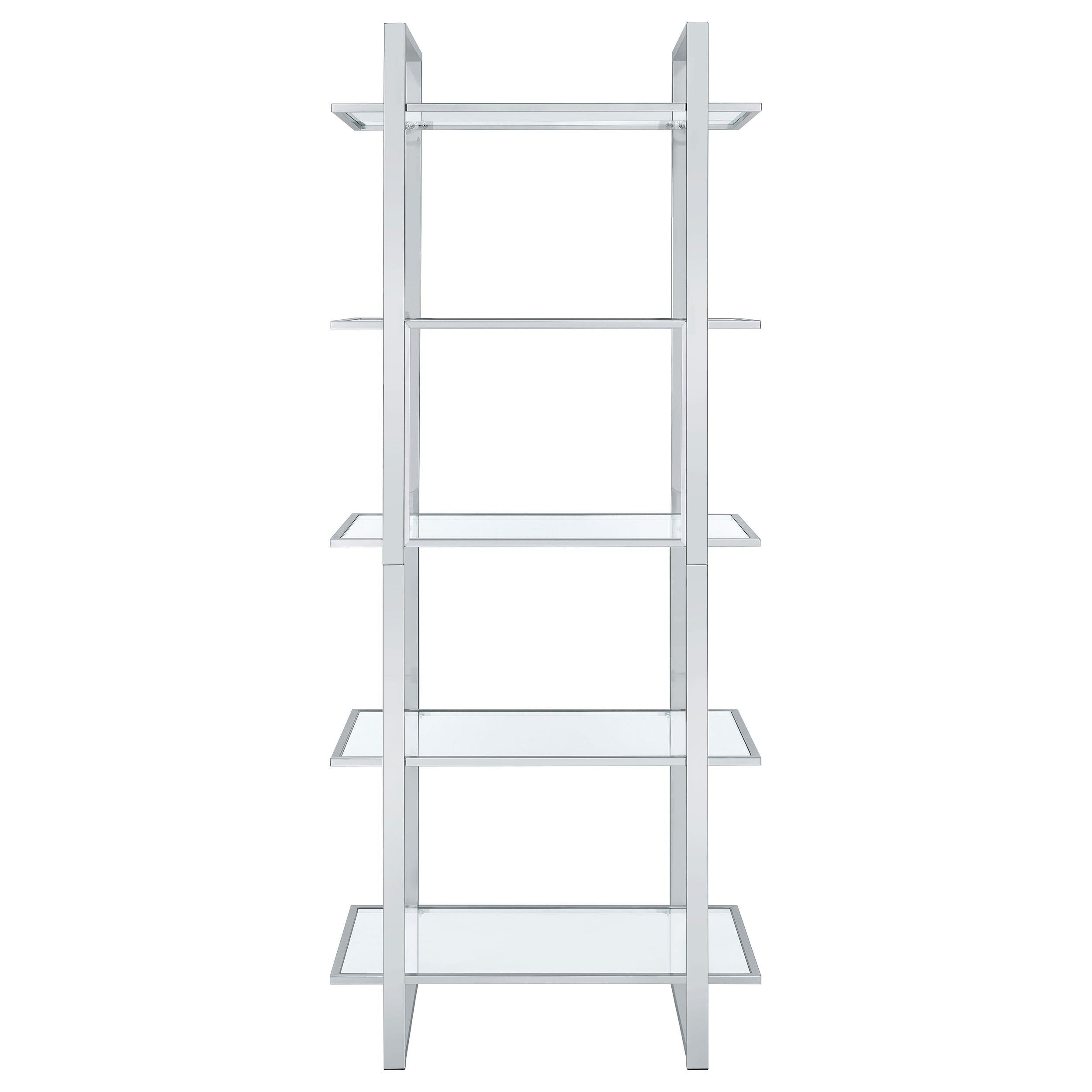 Coaster Furniture Hartford 805538 79-inch 5-shelf Glass Bookshelf - Chrome IMAGE 6