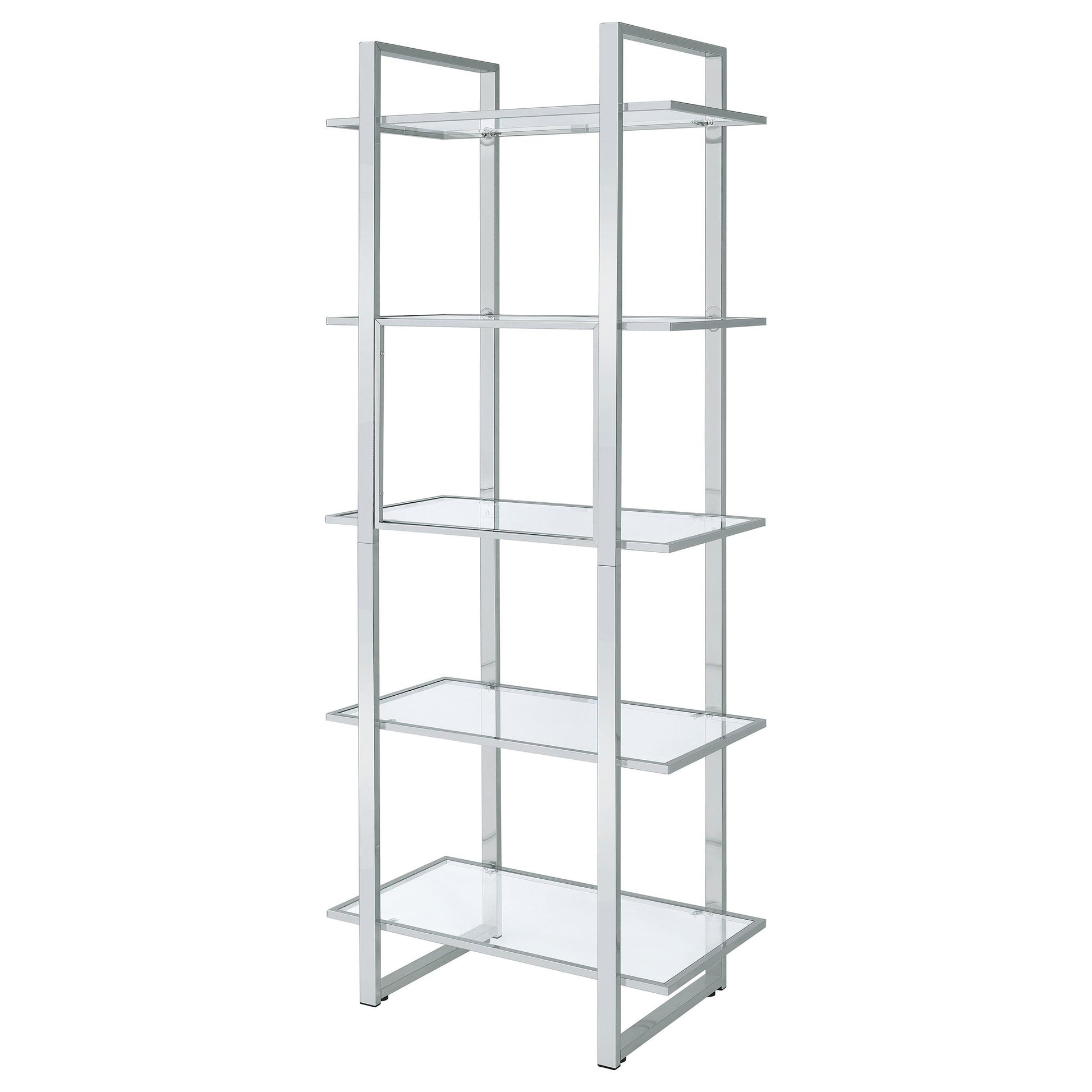  Coaster Furniture Hartford 805538 79-inch 5-shelf Glass Bookshelf - Chrome IMAGE 7