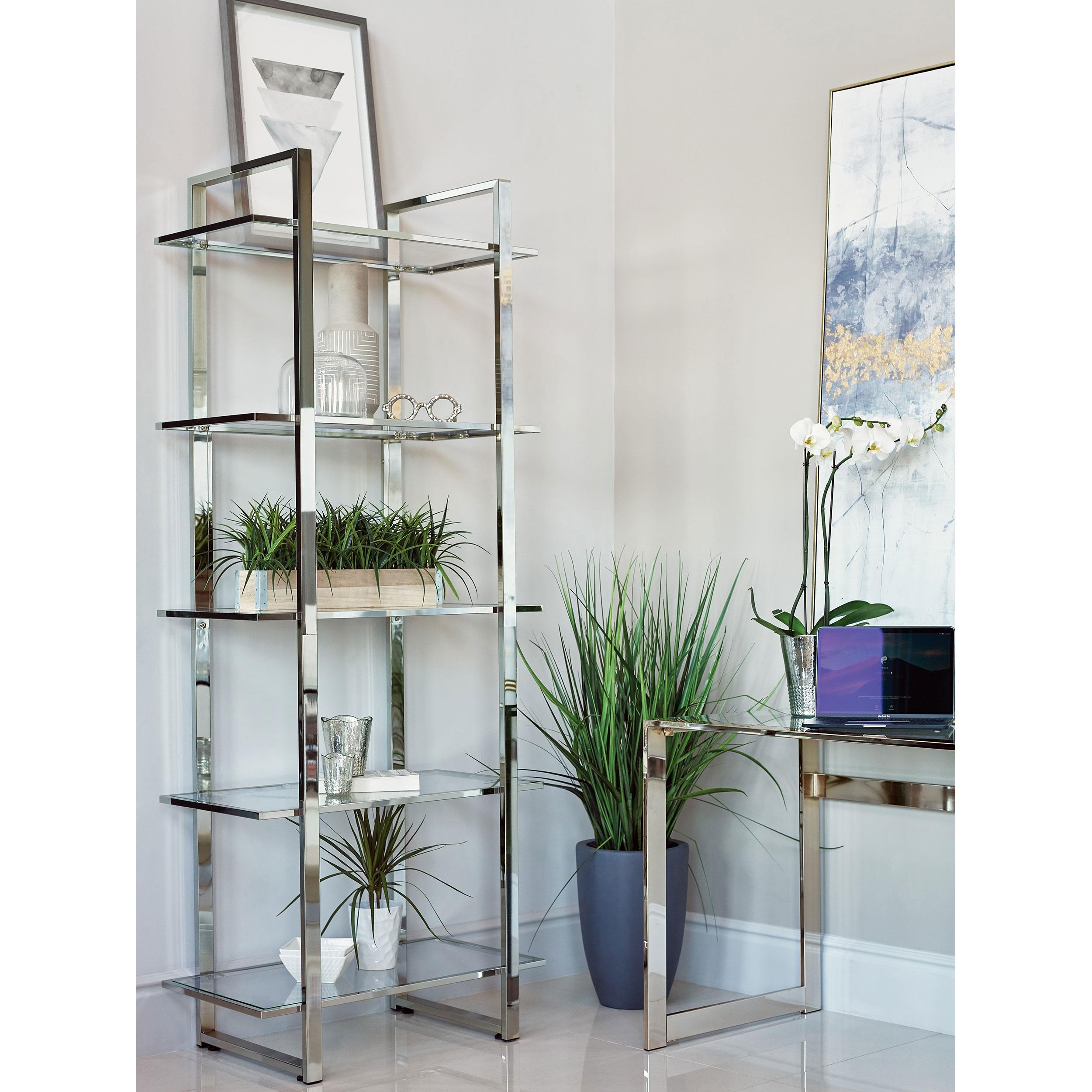  Coaster Furniture Hartford 805538 79-inch 5-shelf Glass Bookshelf - Chrome IMAGE 9