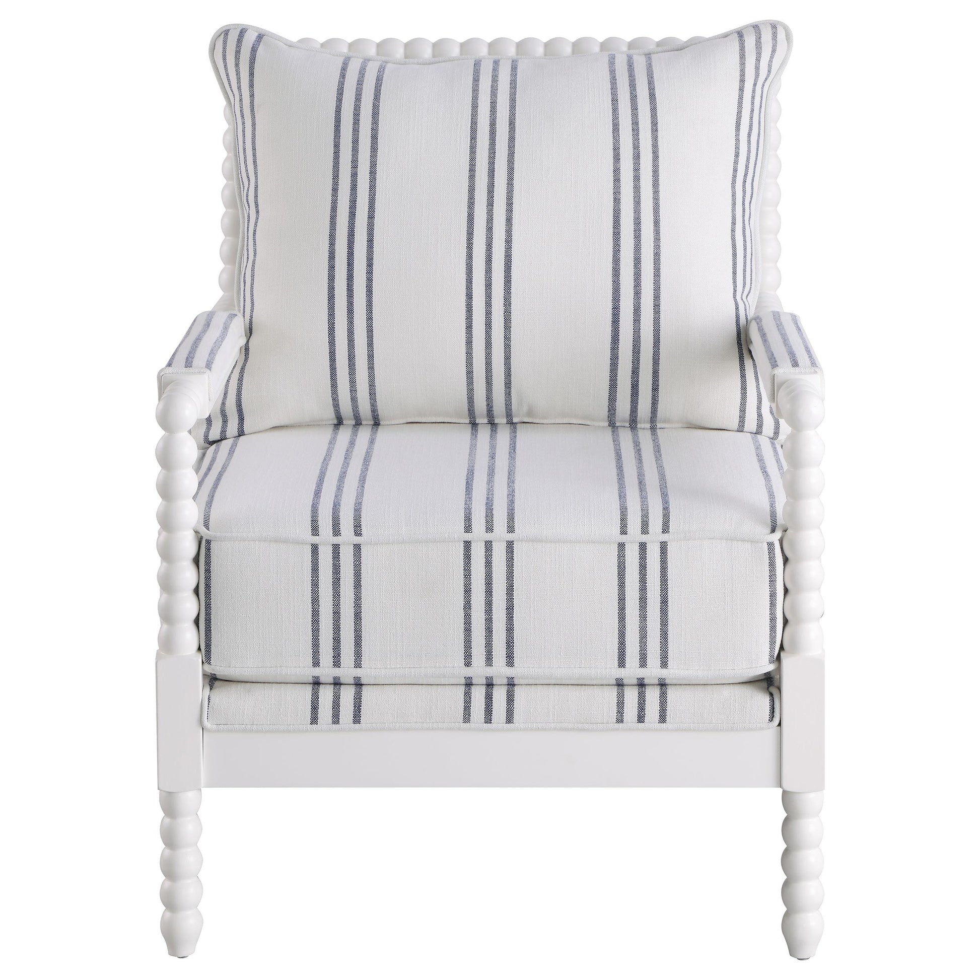  Coaster Furniture Blanchett 903835 Upholstered Bobbin Accent Chair - White and Navy IMAGE 2