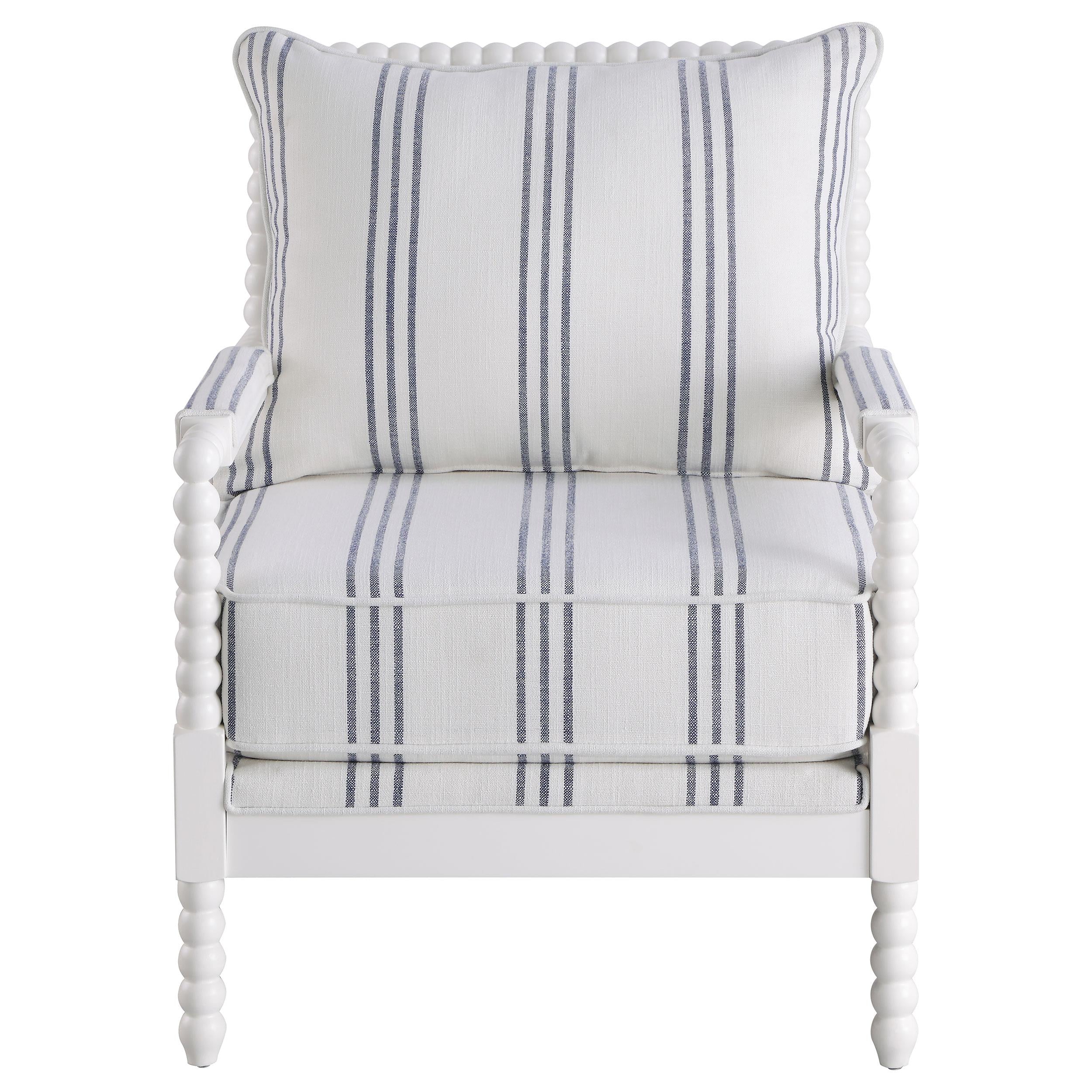  Coaster Furniture Blanchett 903835 Upholstered Bobbin Accent Chair - White and Navy IMAGE 2