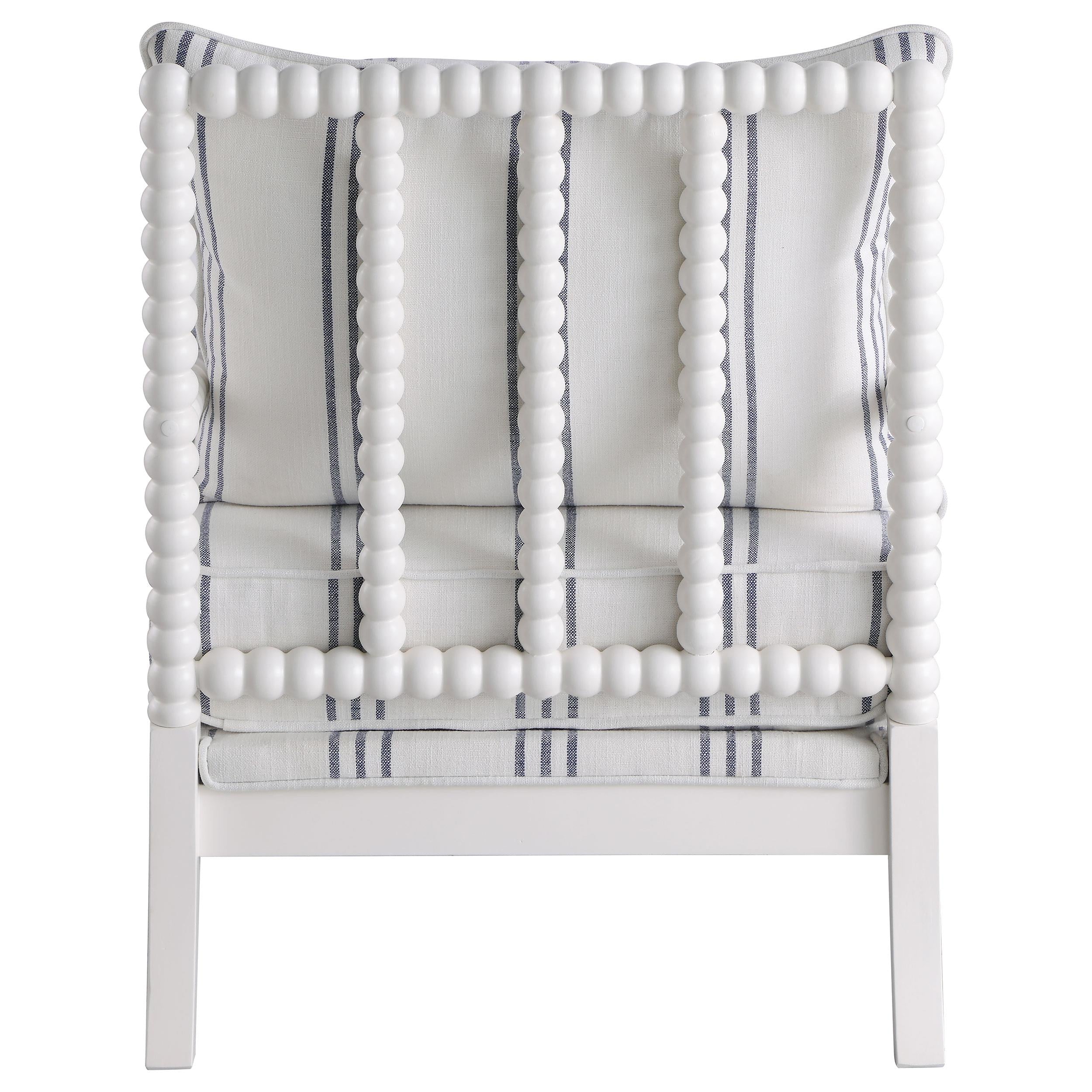 Coaster Furniture Blanchett 903835 Upholstered Bobbin Accent Chair - White and Navy IMAGE 6