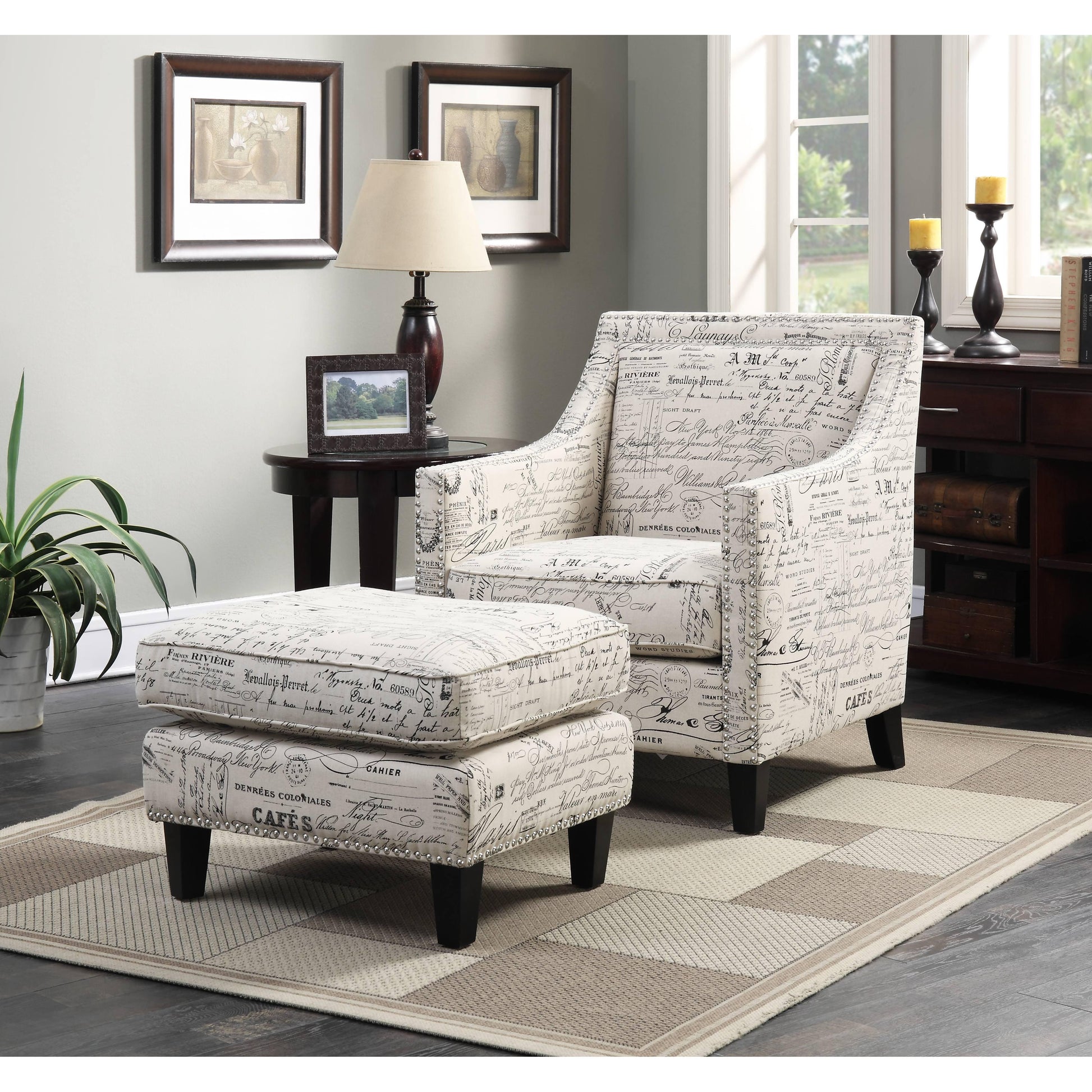  Elements International Erica UER636100CA Chair with Chrome Nails - Script IMAGE 2