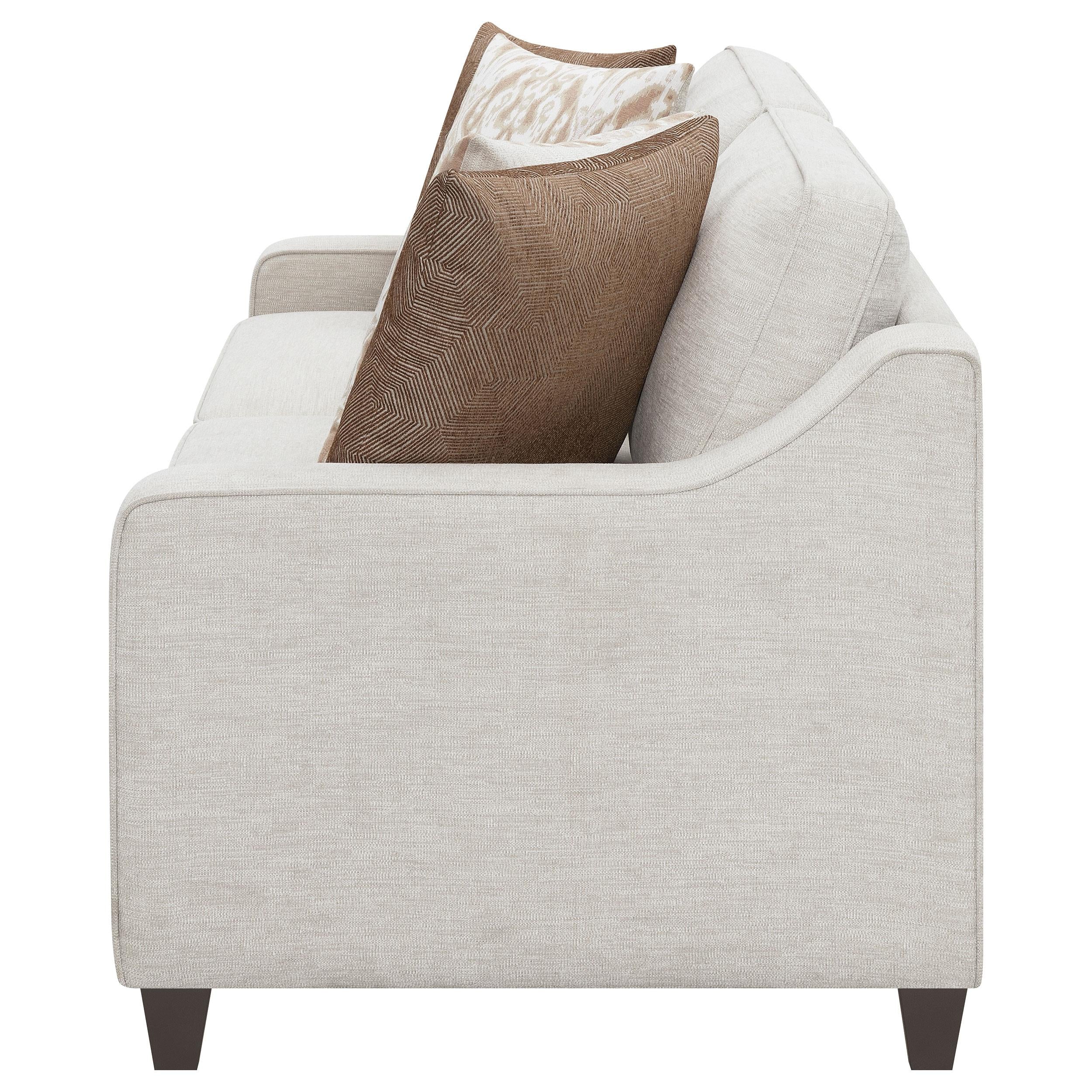  Coaster Furniture Christine 552061 Upholstered Sloped Arm Sofa - Beige IMAGE 4