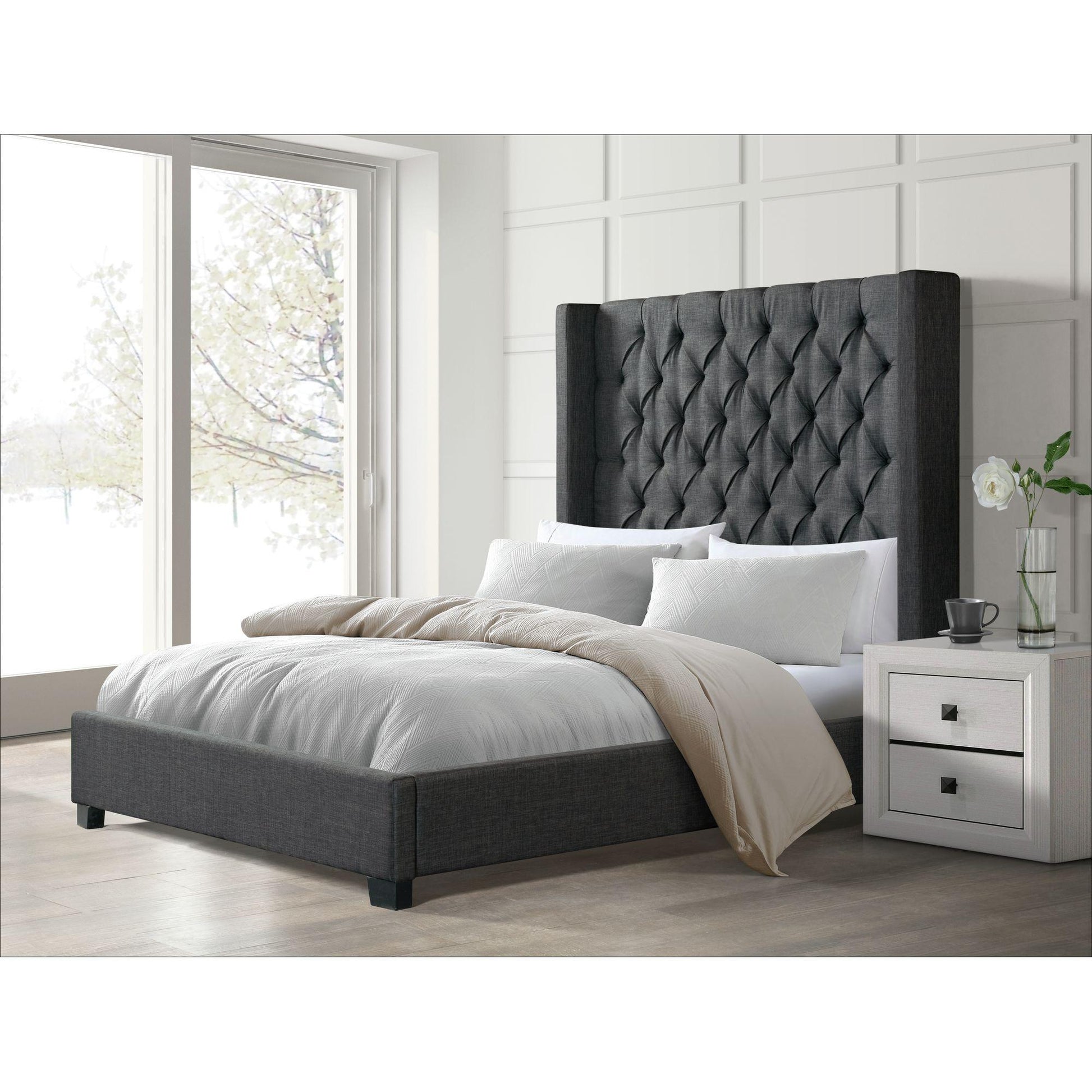  Size_Queen  --  Elements International Morrow Upholstered Platform Bed IMAGE 7