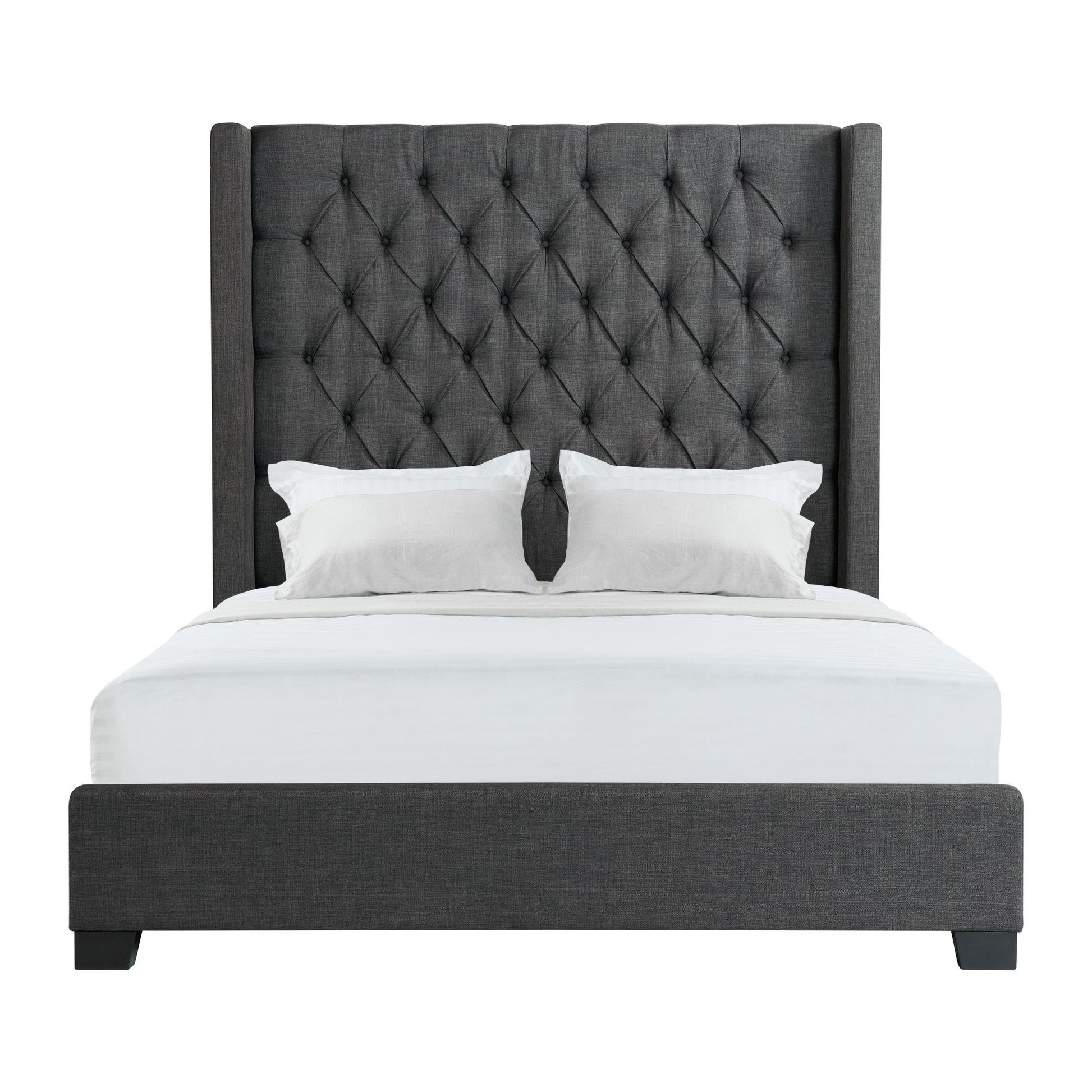  Elements International Morrow UMW090KB King Upholstered Bed - Charcoal IMAGE 1