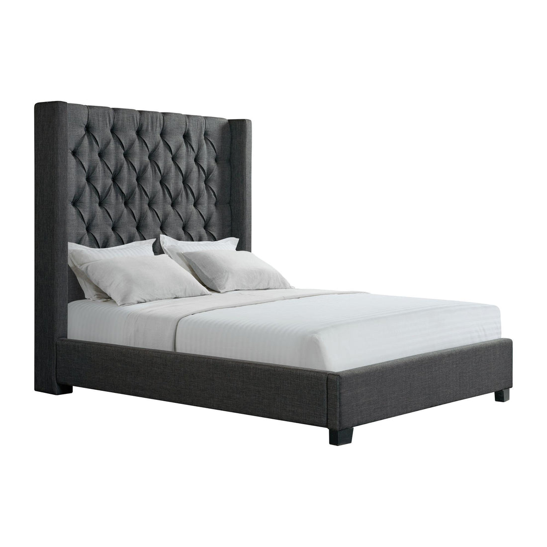  Elements International Morrow UMW090KB King Upholstered Bed - Charcoal IMAGE 1