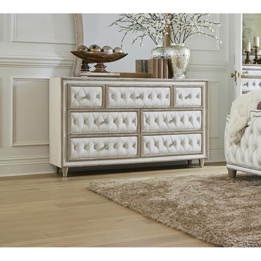  Coaster Furniture Antonella 223523 7-Drawer Upholstered Dresser - Ivory and Camel IMAGE 1