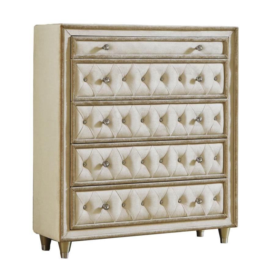  Coaster Furniture Antonella 223525 5-Drawer Bedroom Chest - Ivory and Camel IMAGE 1