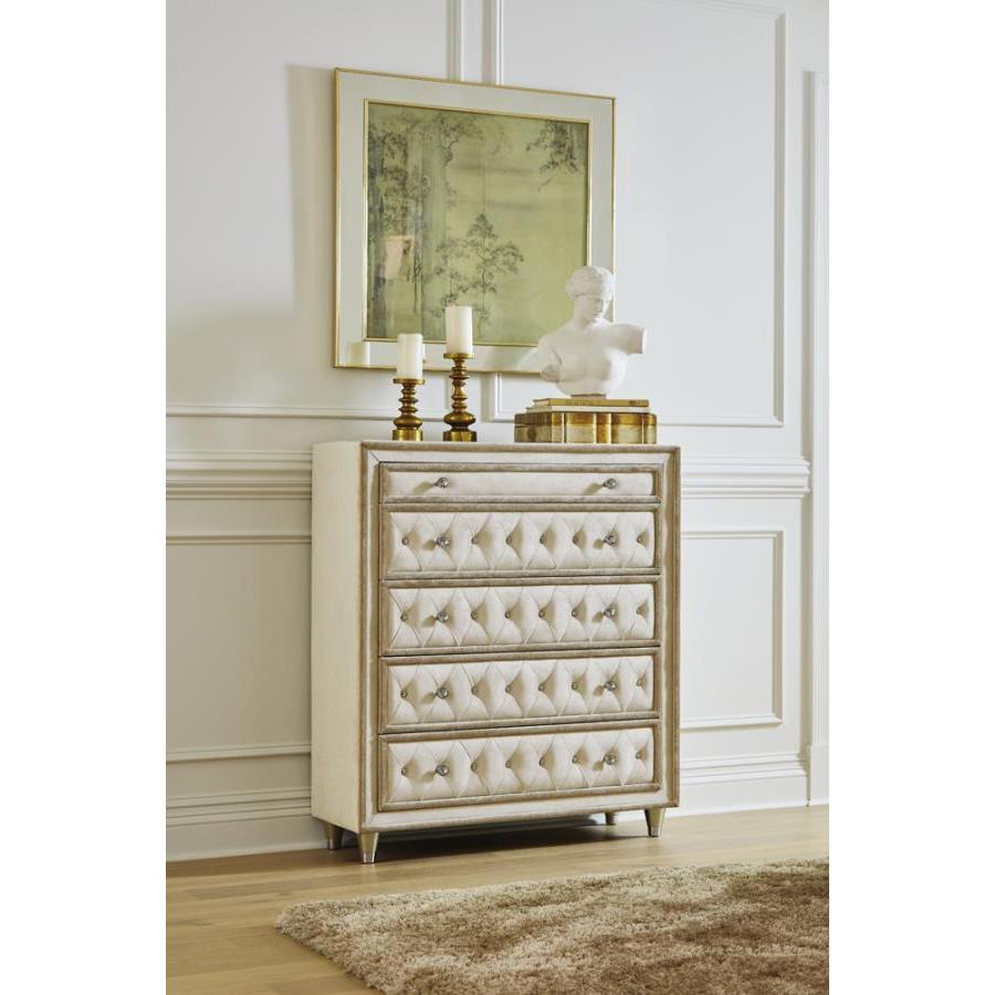  Coaster Furniture Antonella 223525 5-Drawer Bedroom Chest - Ivory and Camel IMAGE 1