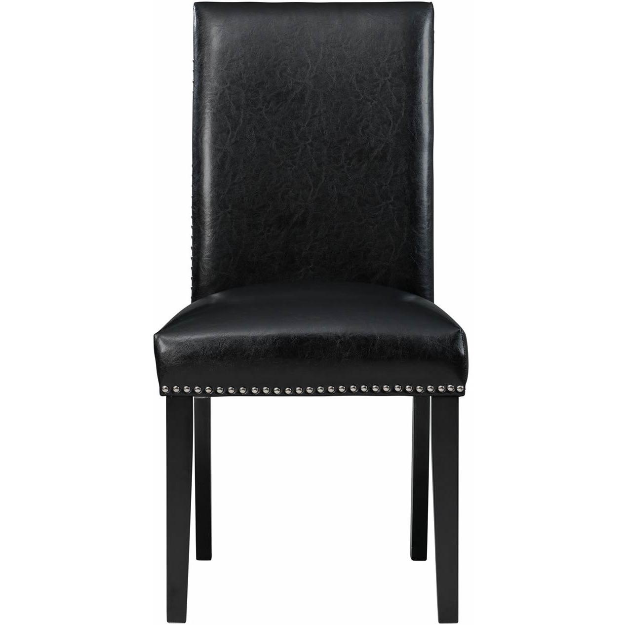  Elements International Meridian Faux Leather Side Chair Set in Black IMAGE 2