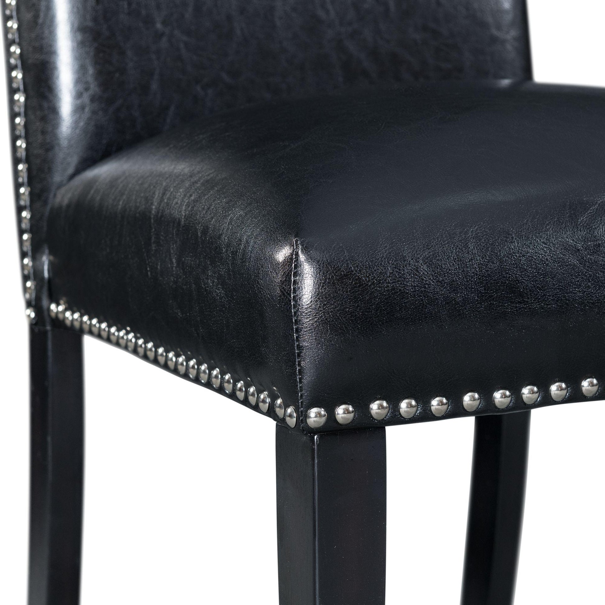  Elements International Meridian Faux Leather Side Chair Set in Black IMAGE 7
