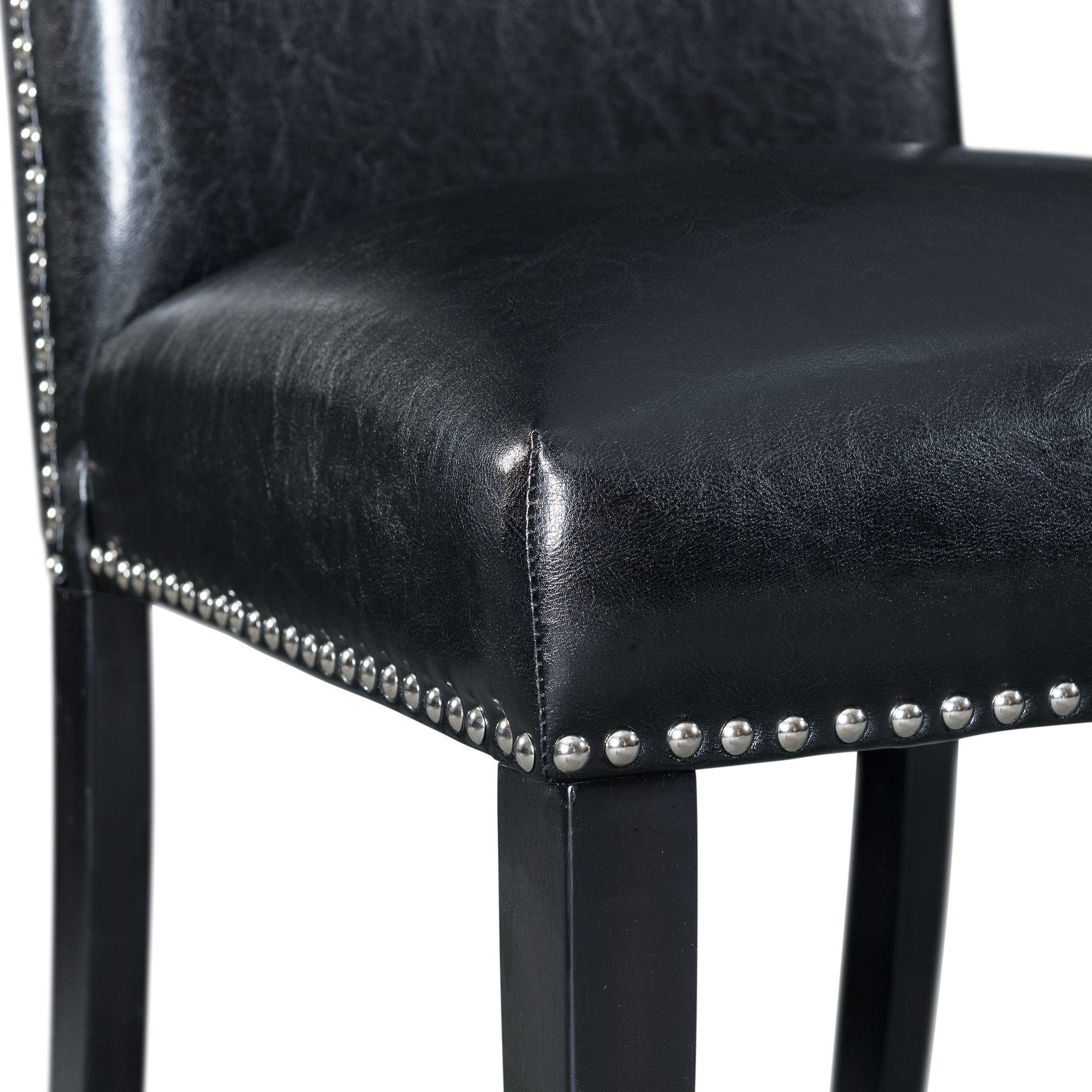  Elements International Meridian Faux Leather Side Chair Set in Black IMAGE 7