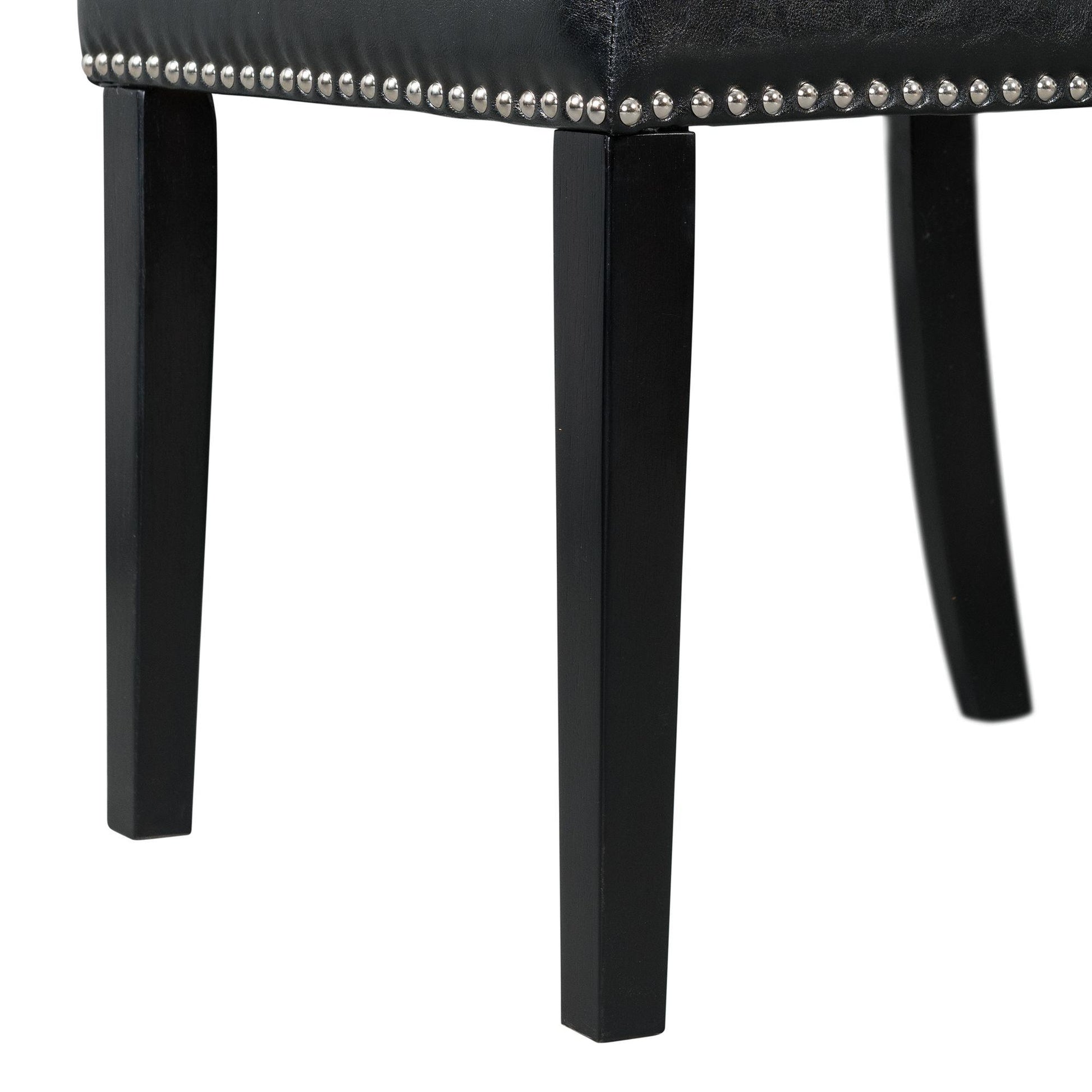  Elements International Meridian Faux Leather Side Chair Set in Black IMAGE 8