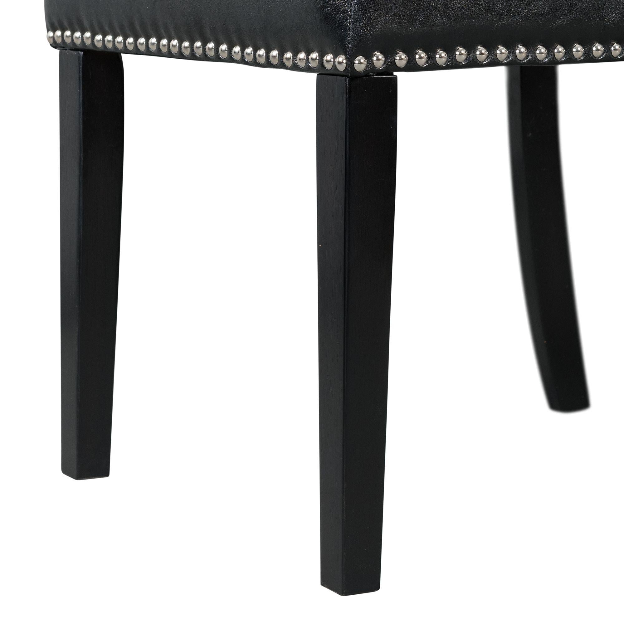  Elements International Meridian Faux Leather Side Chair Set in Black IMAGE 8