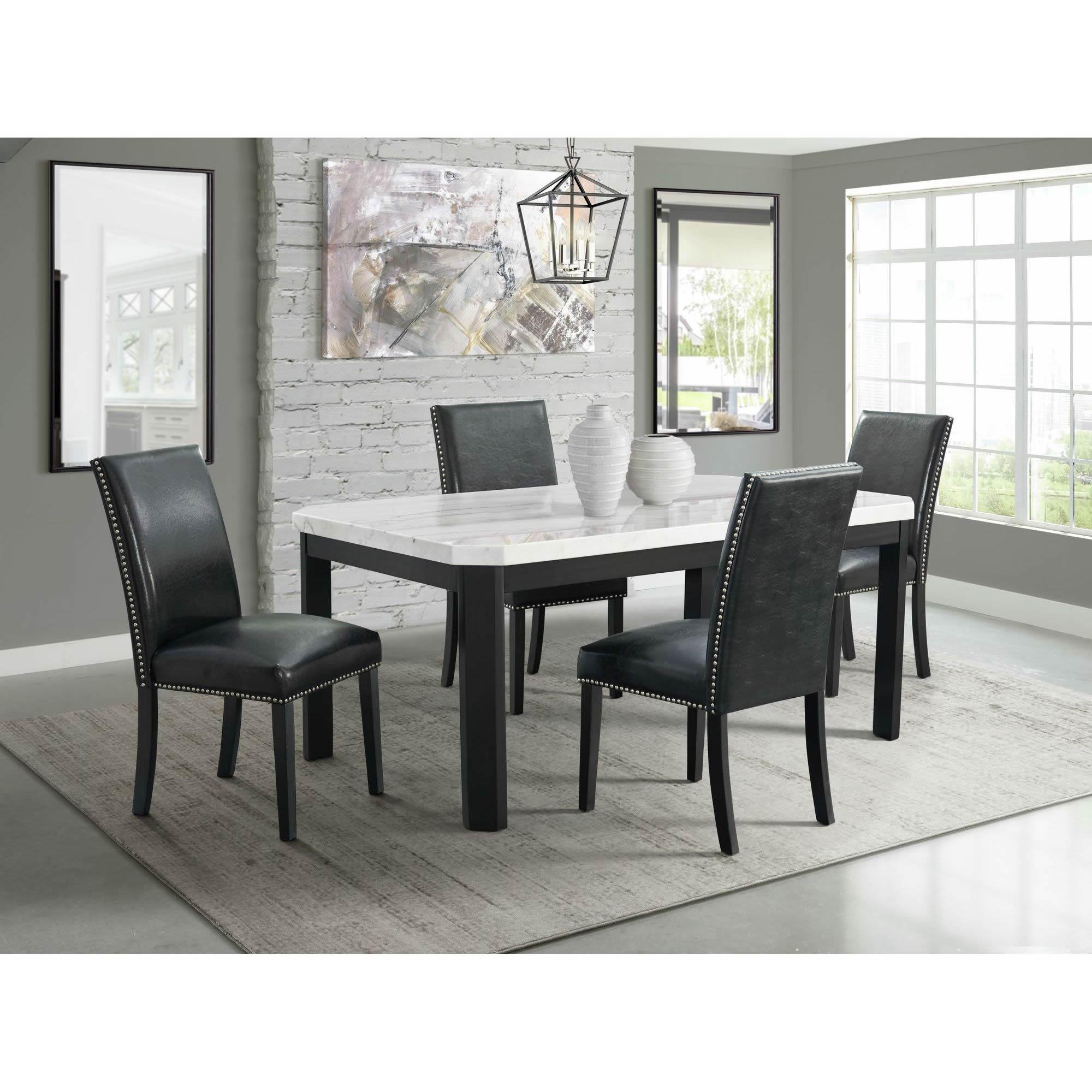  Elements International Meridian Faux Leather Side Chair Set in Black IMAGE 9