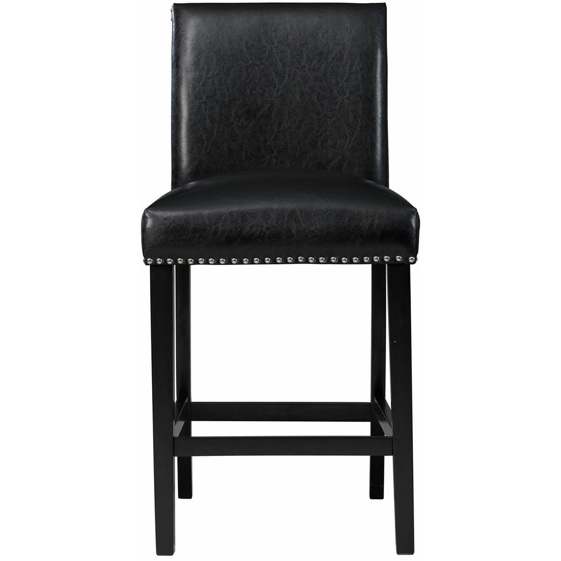  Elements International Meridian Faux Leather Counter Height Side Chair Set in Black IMAGE 1