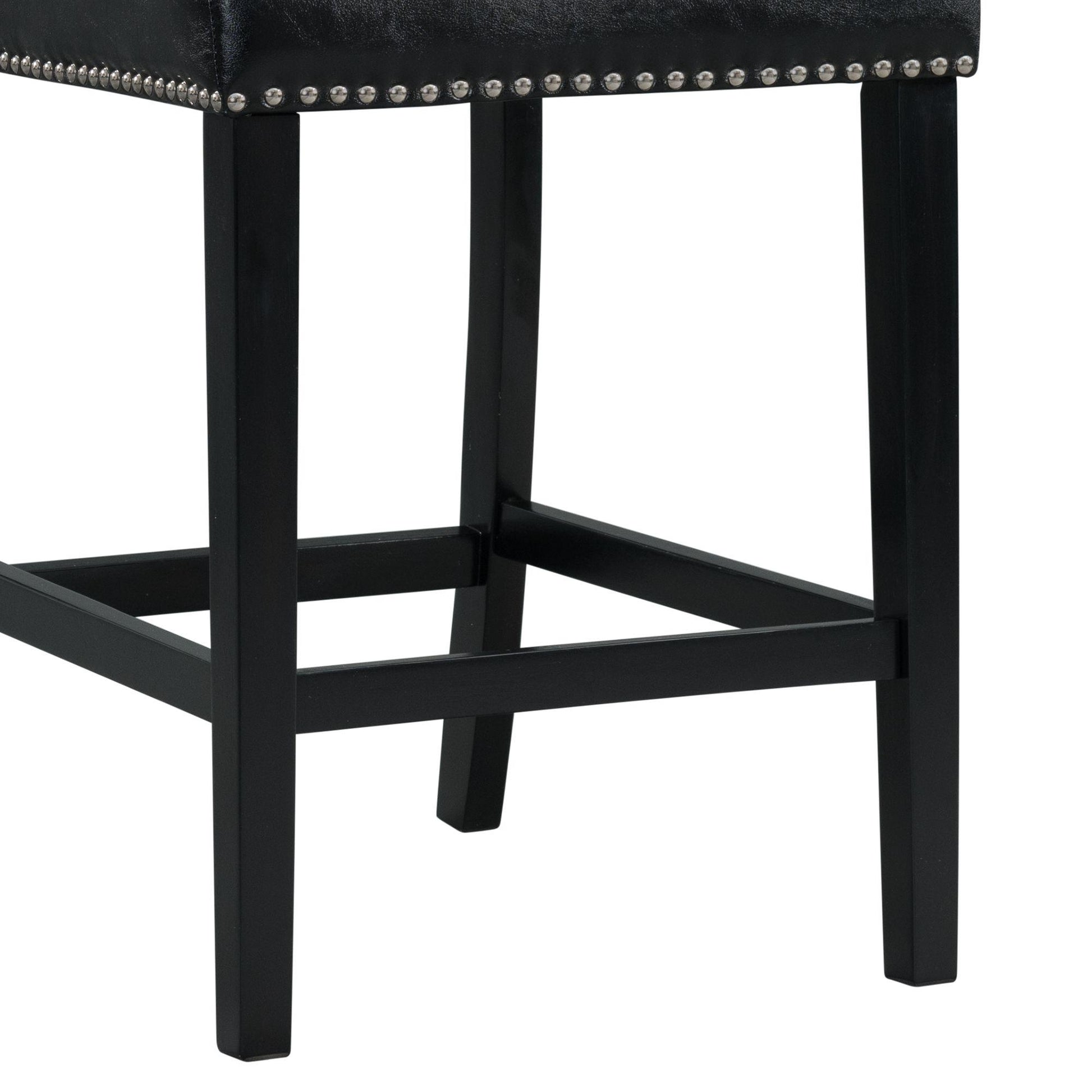  Elements International Meridian Faux Leather Counter Height Side Chair Set in Black IMAGE 8