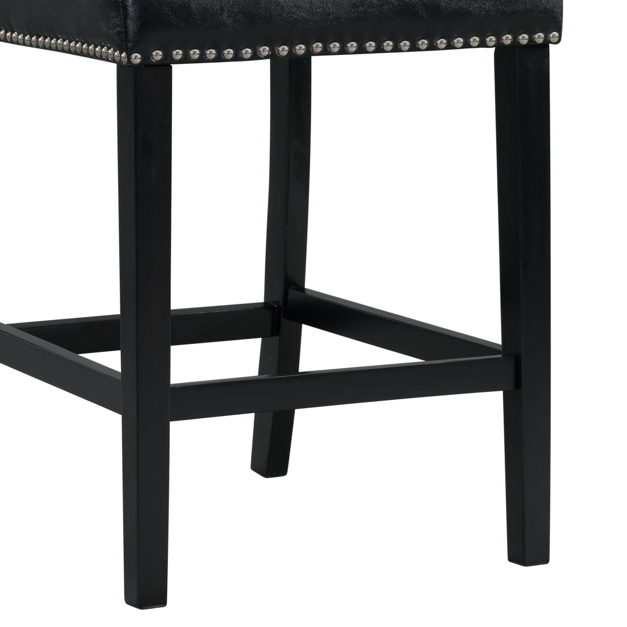 Elements International Meridian Faux Leather Counter Height Side Chair Set in Black IMAGE 8