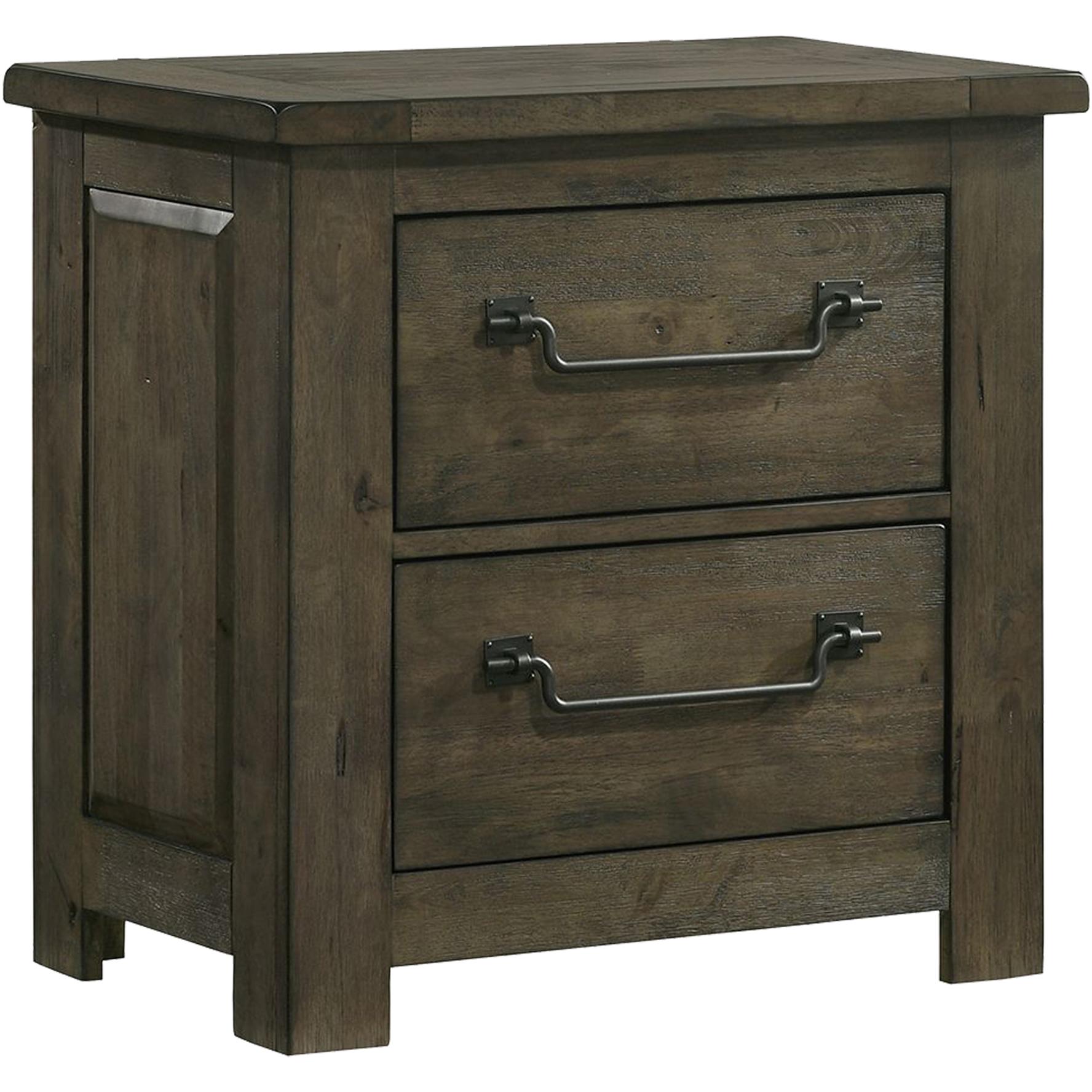  Elements International Maverick Nightstand w/USB Grey IMAGE 1