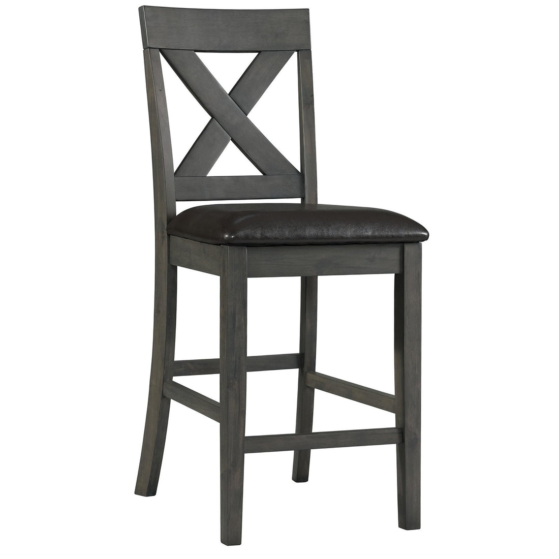  Elements International Alex Counter Side Chair W/Black PU Grey IMAGE 1