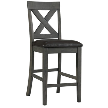  Elements International Alex Counter Side Chair W/Black PU Grey IMAGE 1