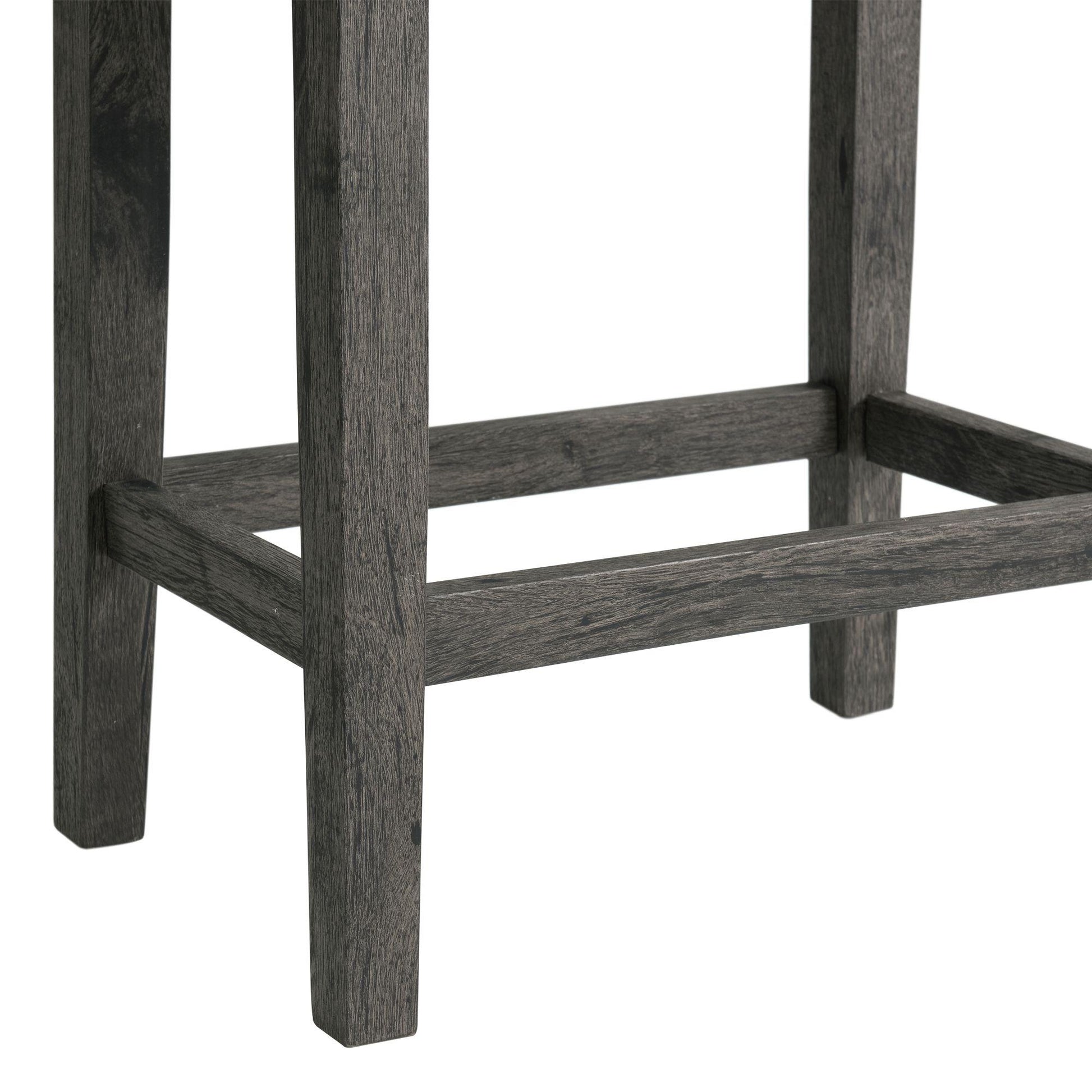  Elements International Oak Lawn Charcoal Grey Bar Table Single Pack (Table + 3 Grey Fabric Stools) IMAGE 11