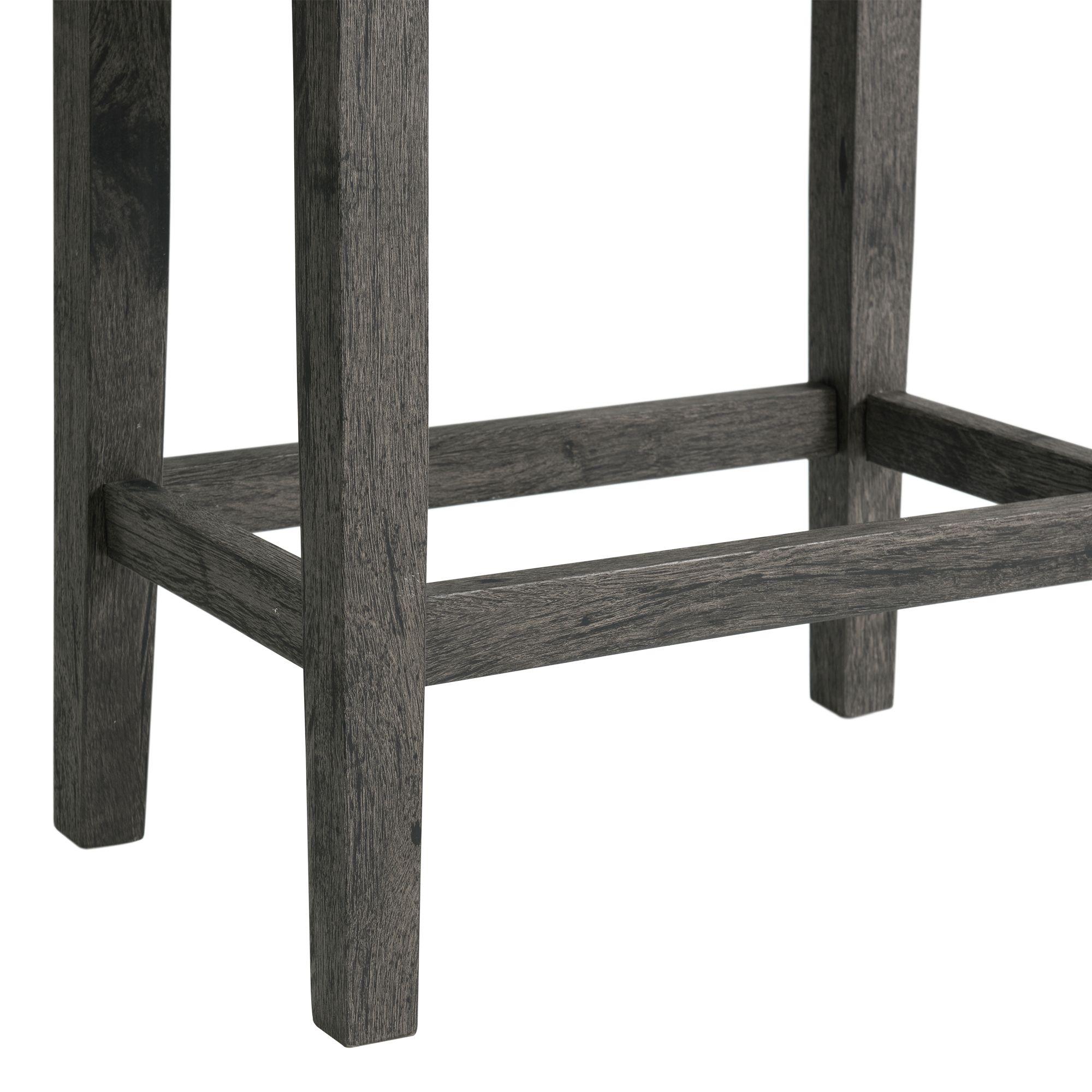  Elements International Oak Lawn Charcoal Grey Bar Table Single Pack (Table + 3 Grey Fabric Stools) IMAGE 11