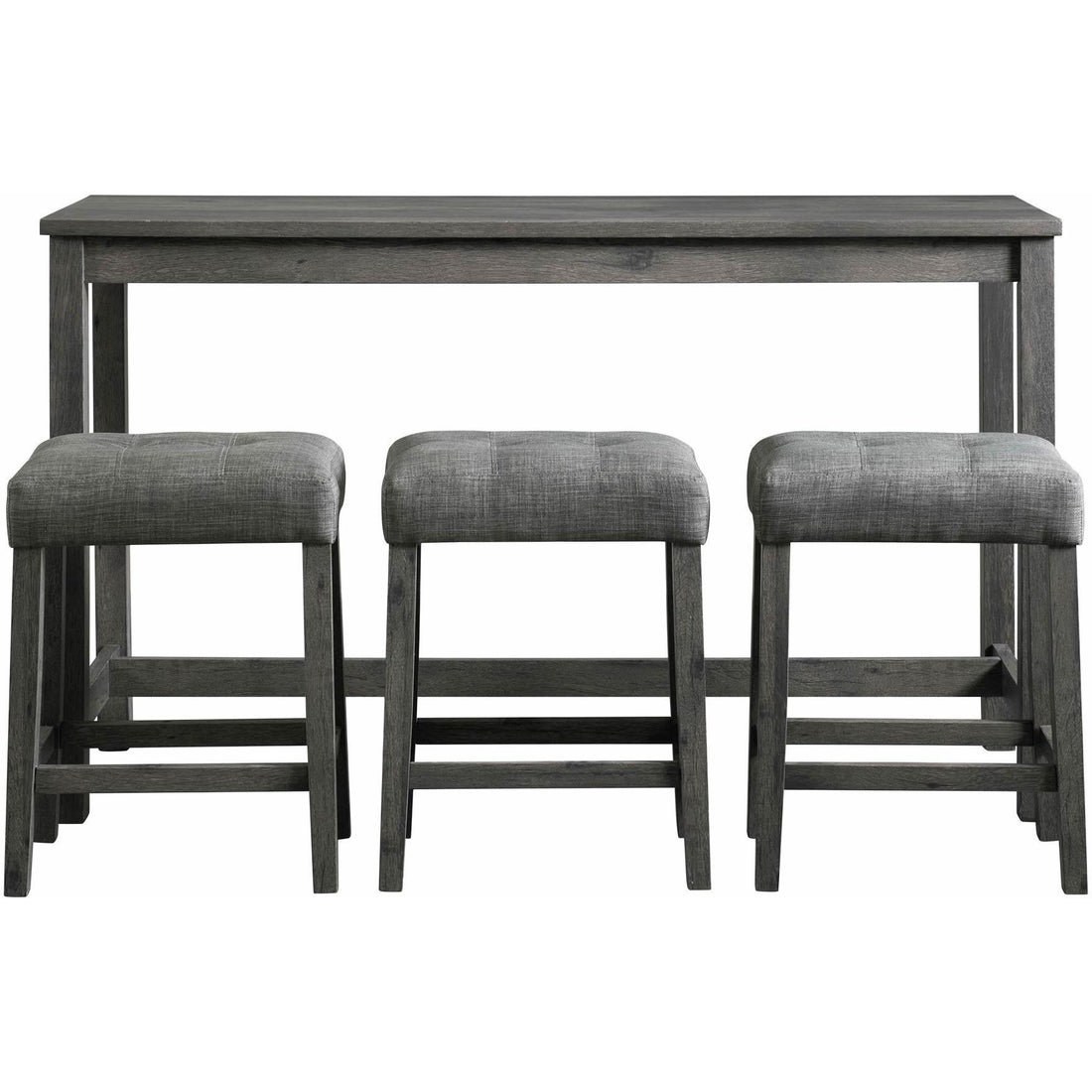  Elements International Oak Lawn Charcoal Grey Bar Table Single Pack (Table + 3 Grey Fabric Stools) IMAGE 1
