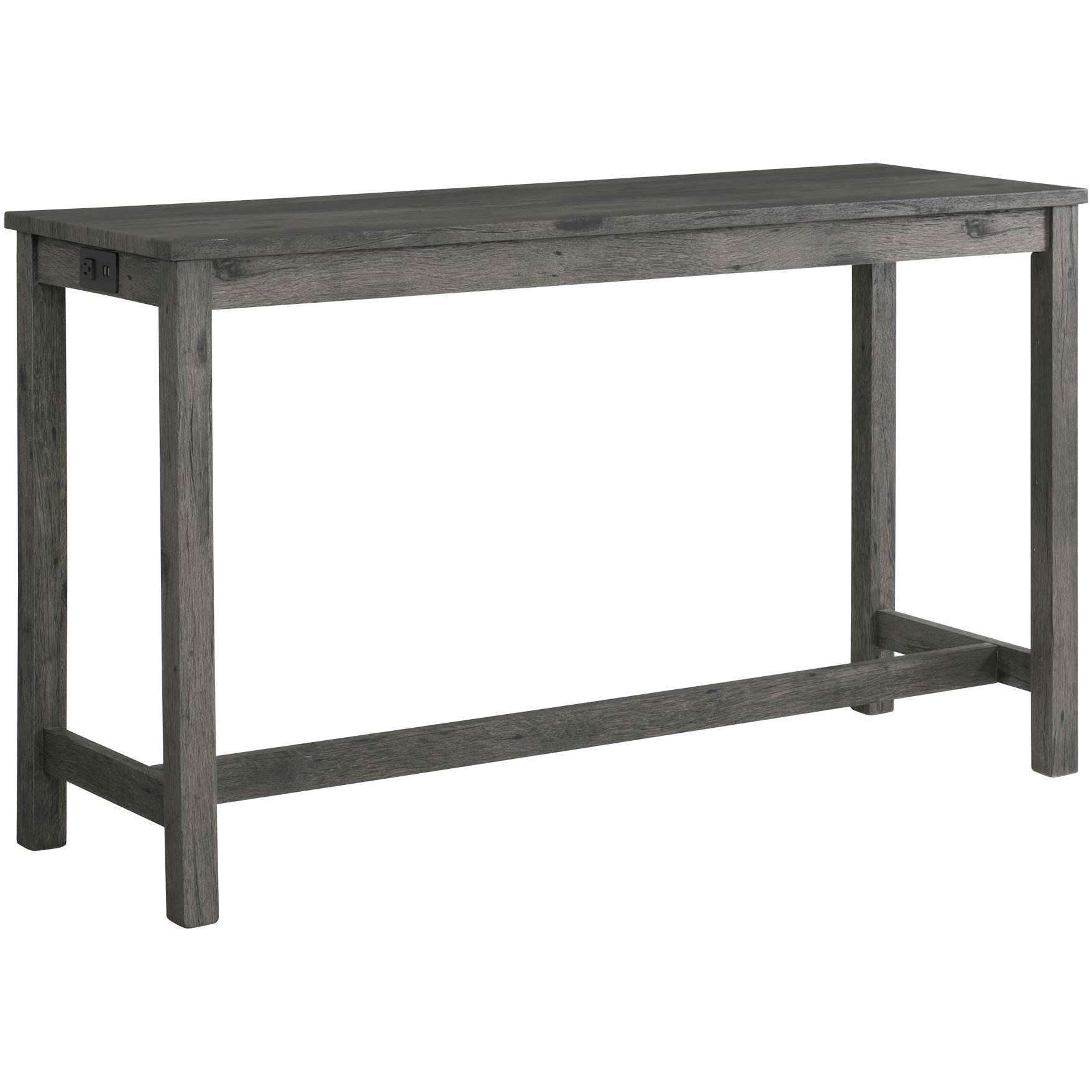  Elements International Oak Lawn Charcoal Grey Bar Table Single Pack (Table + 3 Grey Fabric Stools) IMAGE 3