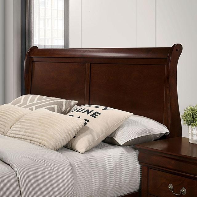  Color_Cherry  Size_King  -- Furniture of America Louis Philippe Sleigh Bed IMAGE 2