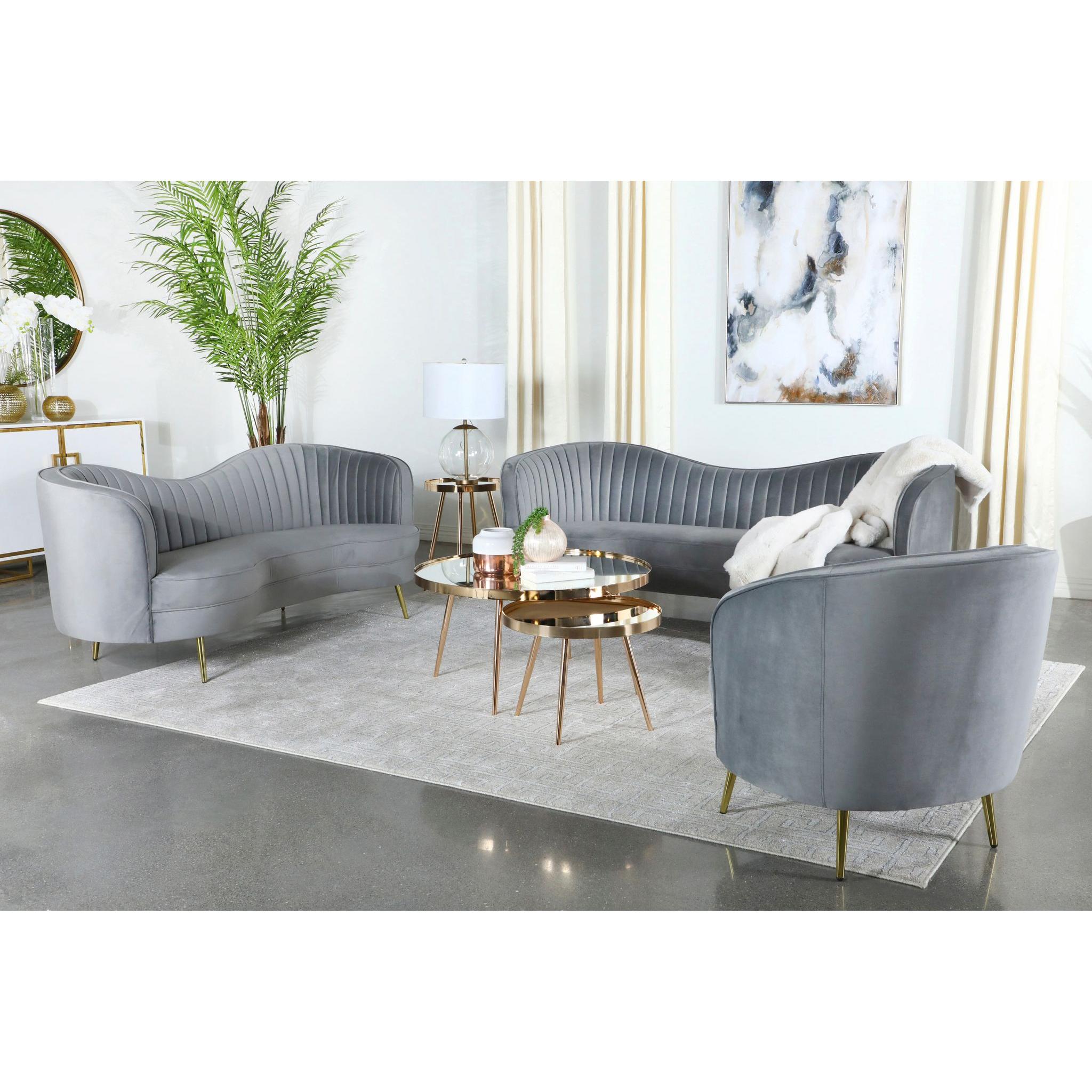  Coaster Furniture Sophia 506864 Upholstered Channel Tufted Sofa - Grey IMAGE 5