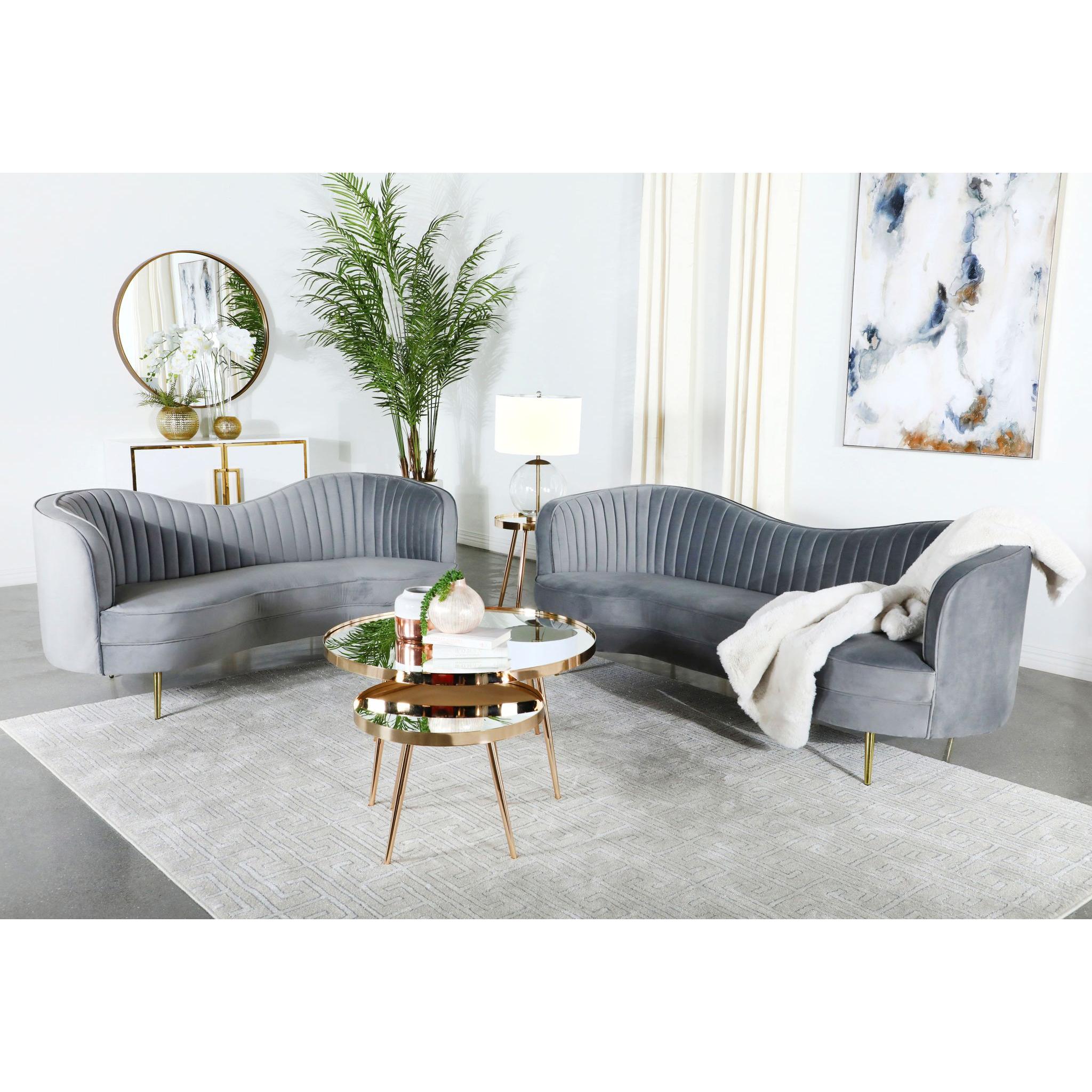  Coaster Furniture Sophia 506864 Upholstered Channel Tufted Sofa - Grey IMAGE 6
