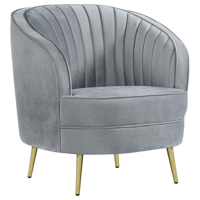  Coaster Furniture Sophia 506866 Upholstered Channel Tufted Barrel Accent Chair - Grey IMAGE 1