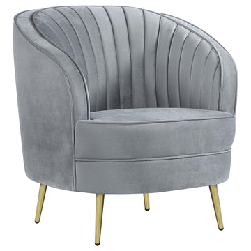  Coaster Furniture Sophia 506866 Upholstered Channel Tufted Barrel Accent Chair - Grey IMAGE 1