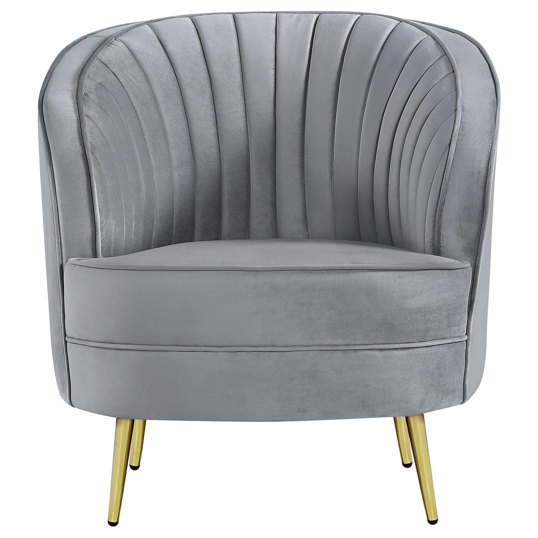  Coaster Furniture Sophia 506866 Upholstered Channel Tufted Barrel Accent Chair - Grey IMAGE 1