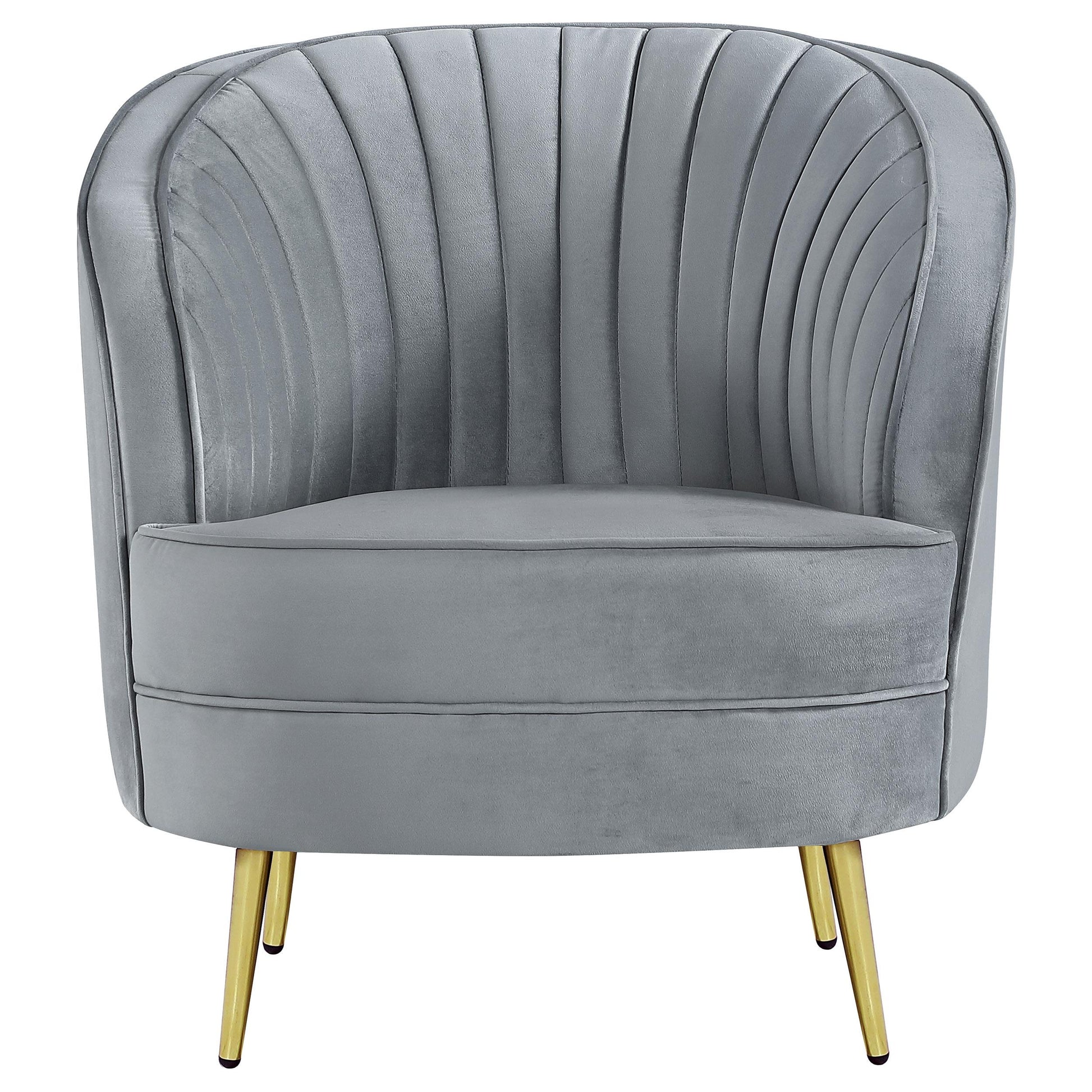  Coaster Furniture Sophia 506866 Upholstered Channel Tufted Barrel Accent Chair - Grey IMAGE 2