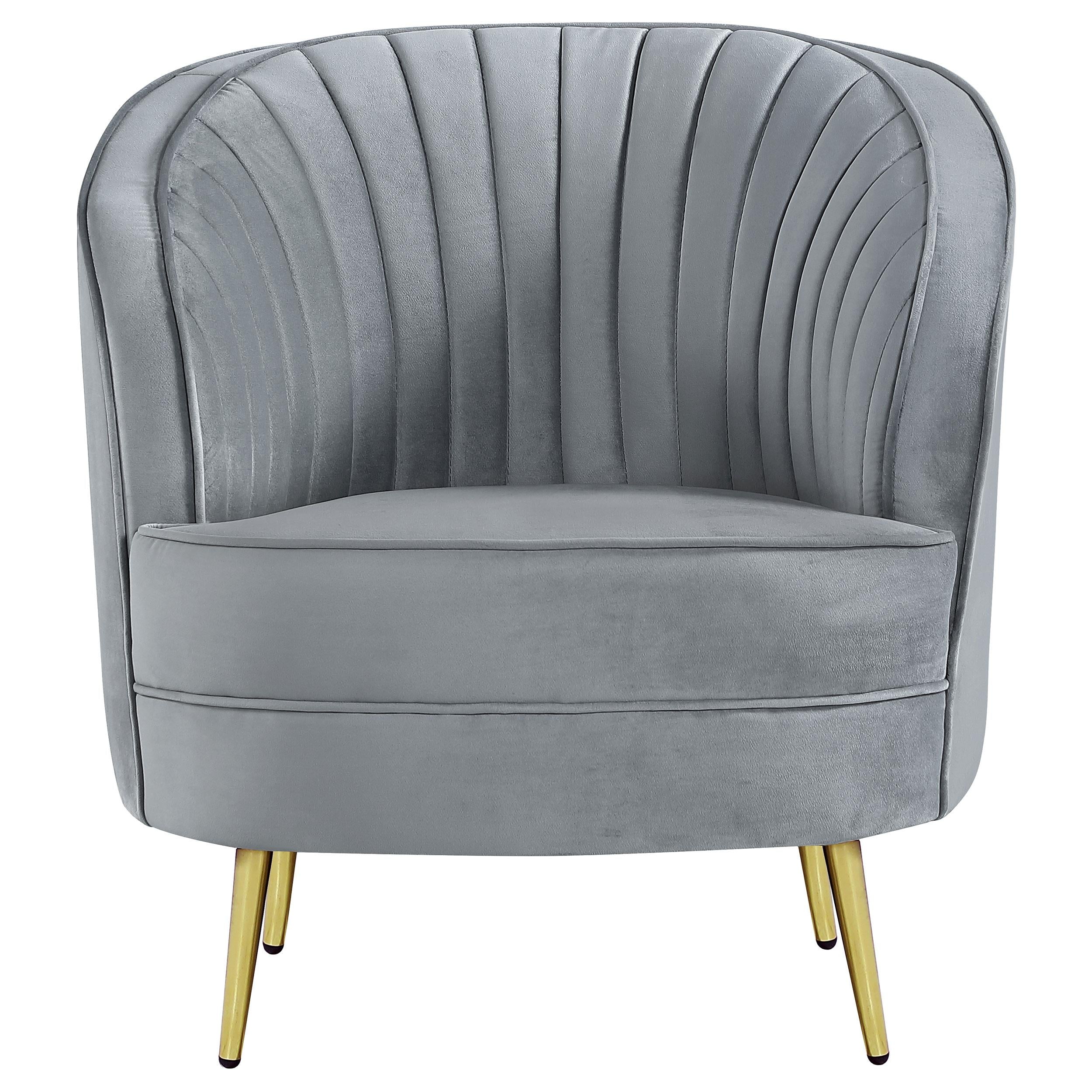  Coaster Furniture Sophia 506866 Upholstered Channel Tufted Barrel Accent Chair - Grey IMAGE 2