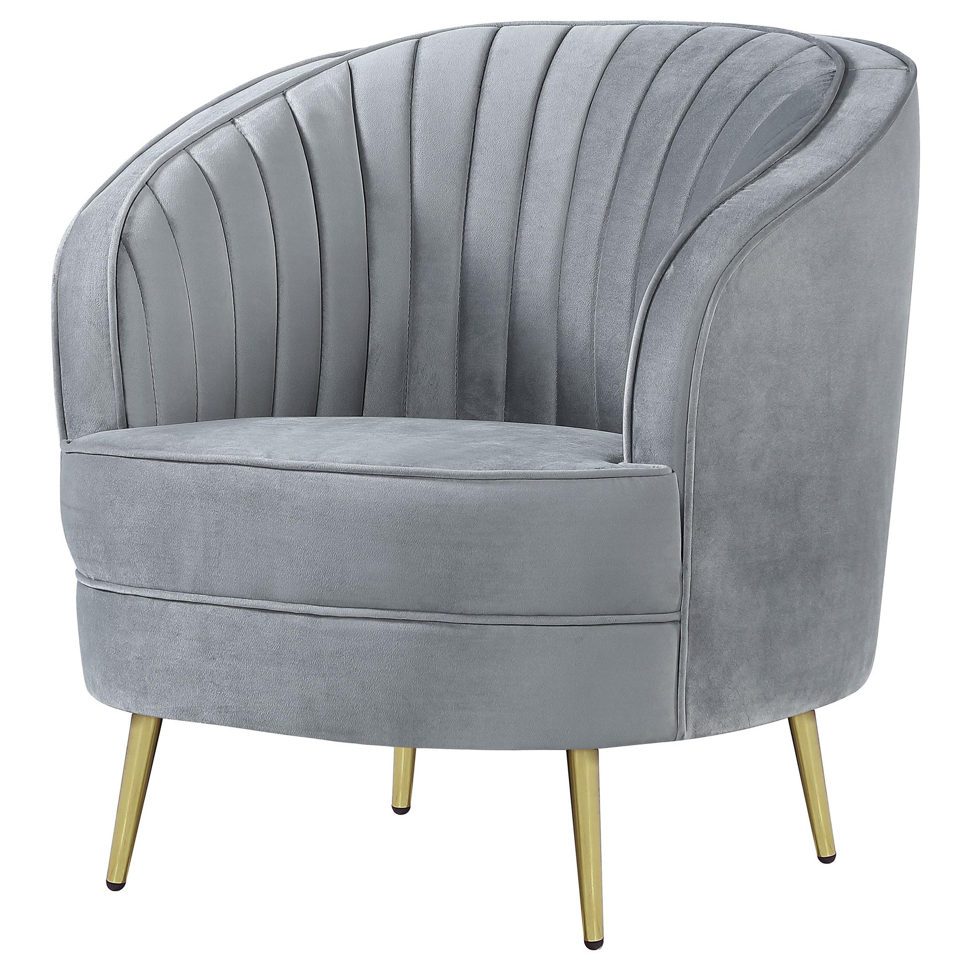  Coaster Furniture Sophia 506866 Upholstered Channel Tufted Barrel Accent Chair - Grey IMAGE 3