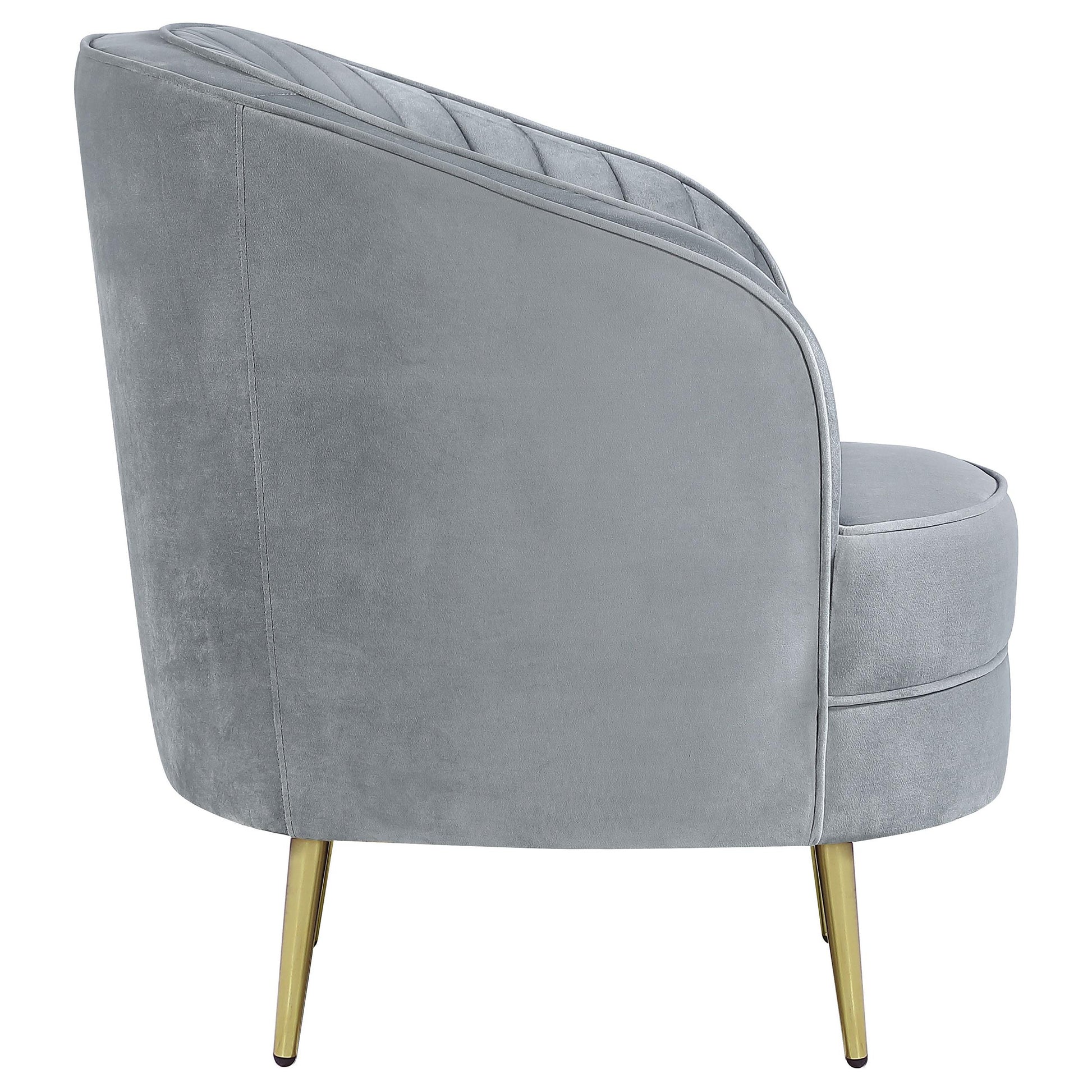  Coaster Furniture Sophia 506866 Upholstered Channel Tufted Barrel Accent Chair - Grey IMAGE 6