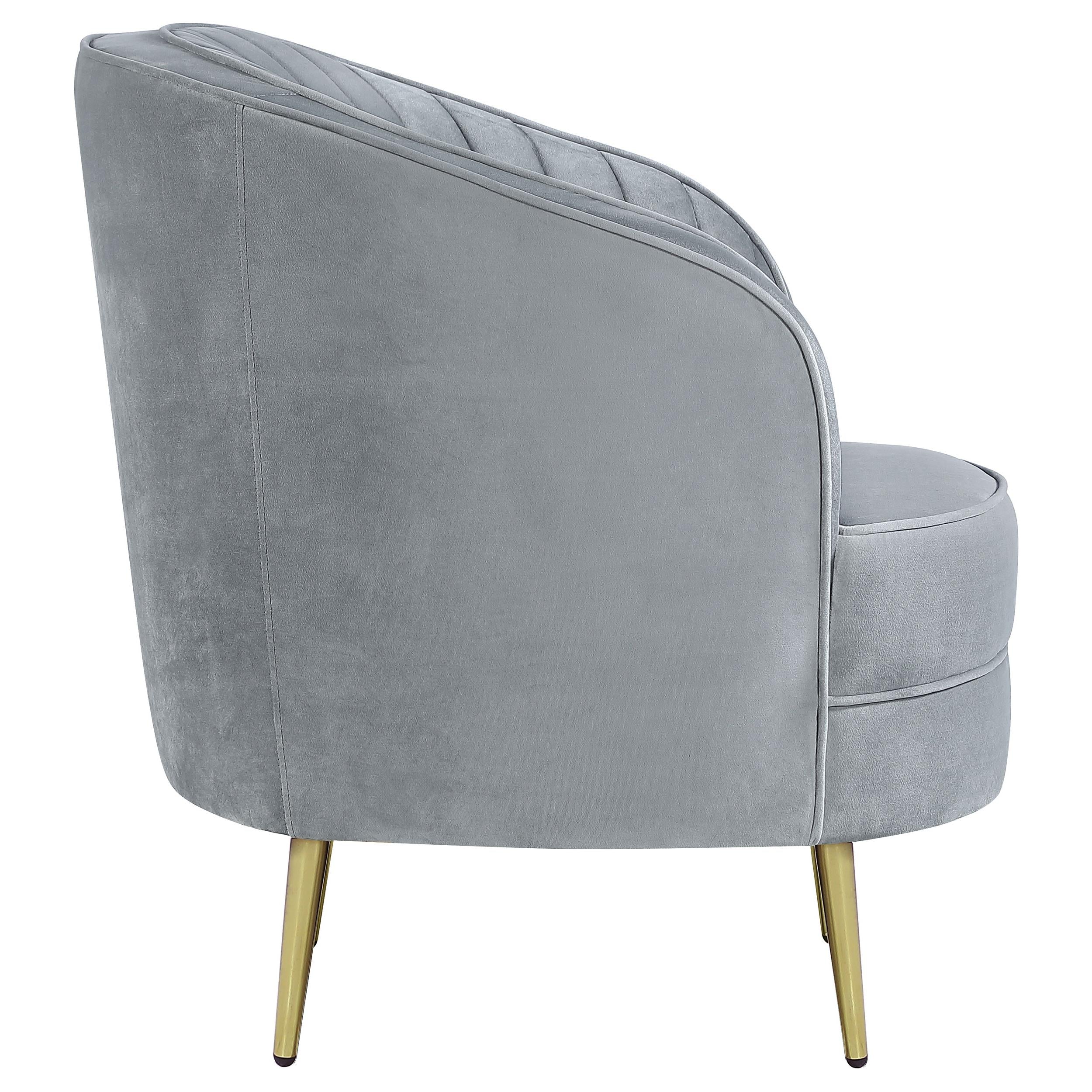  Coaster Furniture Sophia 506866 Upholstered Channel Tufted Barrel Accent Chair - Grey IMAGE 6