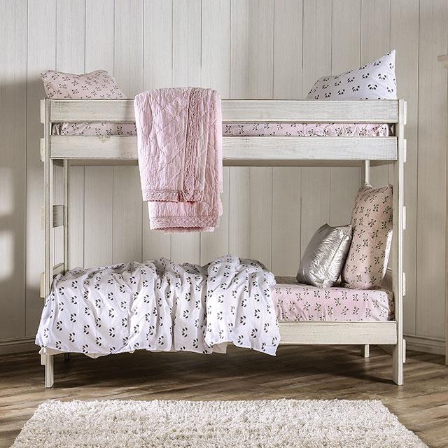  Furniture of America Arlette AM-BK100WH-BED-SLAT Twin/Twin Bunk Bed IMAGE 1