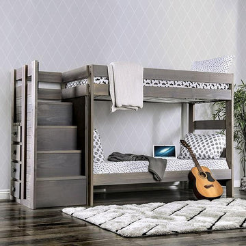  Furniture of America Ampelios AM-BK102GY-BED-SLAT Twin/Twin Bunk Bed IMAGE 1