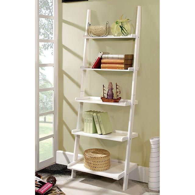  Furniture of America Sion CM-AC6213WH Ladder Shelf IMAGE 1