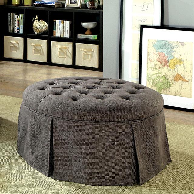  Furniture of America Claes CM-BN6175GY Round Ottoman IMAGE 3